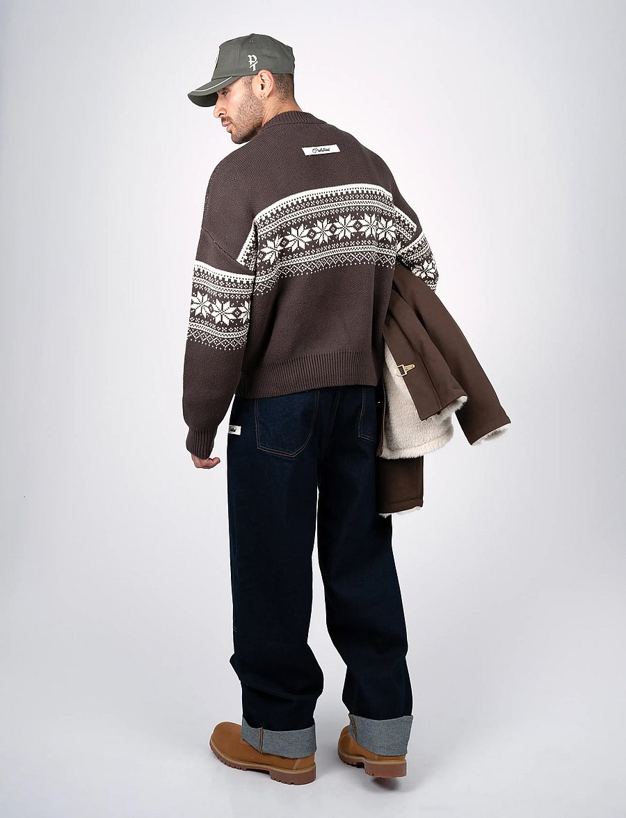 Prohibited - Nordic Knit Sweater - rund hals - dark brown - 2