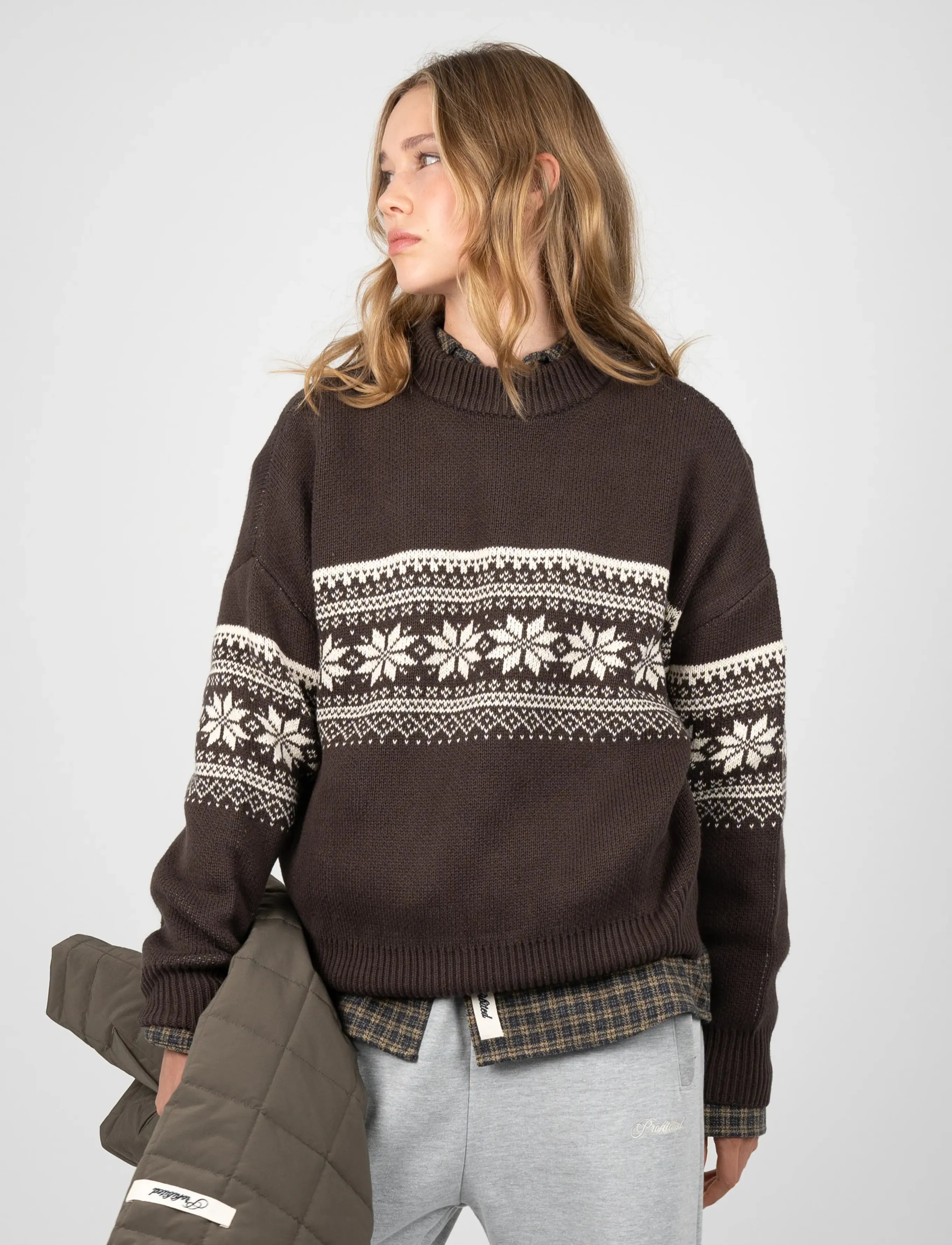 Prohibited - Nordic Knit Sweater - rund hals - dark brown - 3