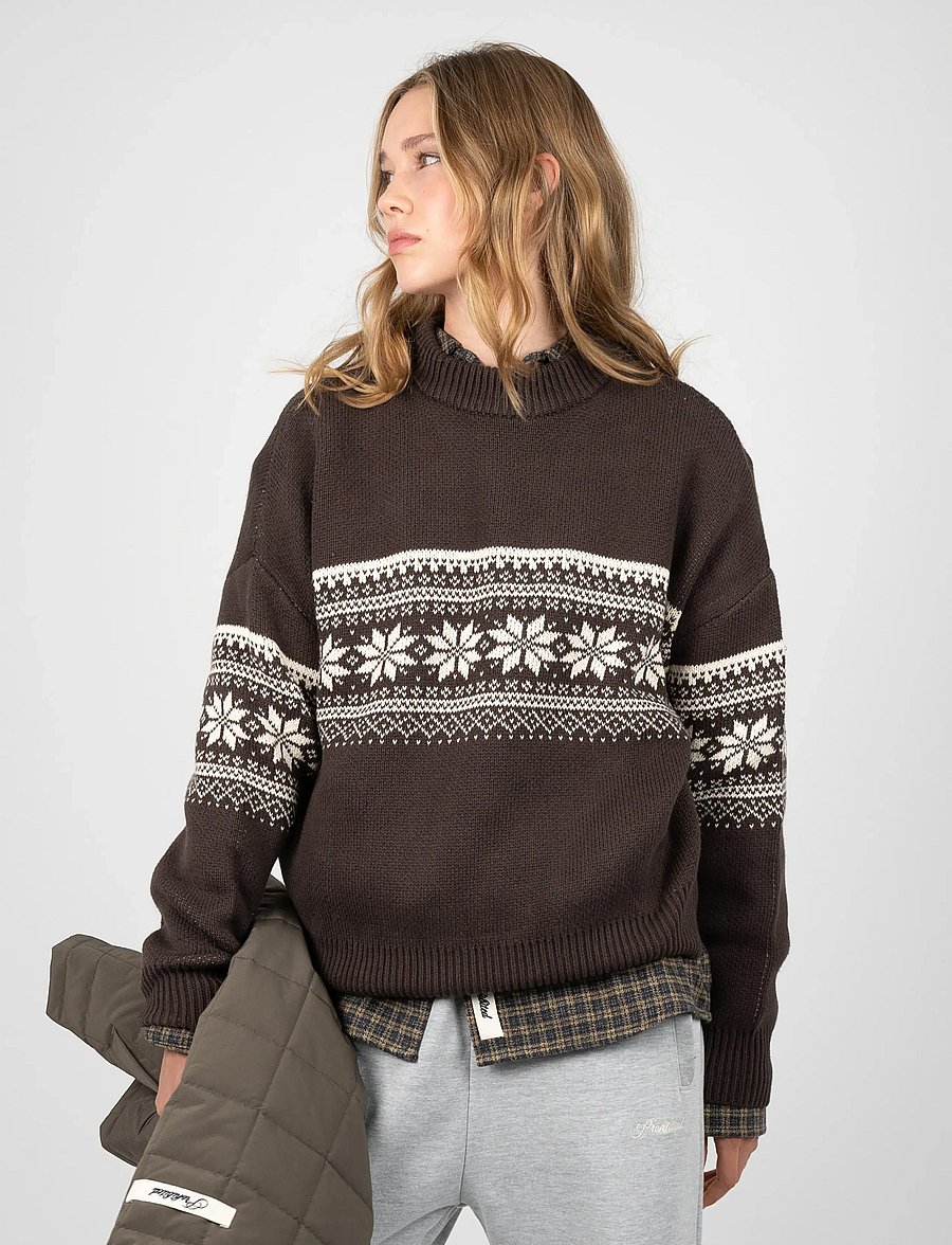 Prohibited - Nordic Knit Sweater - rund hals - dark brown - 3
