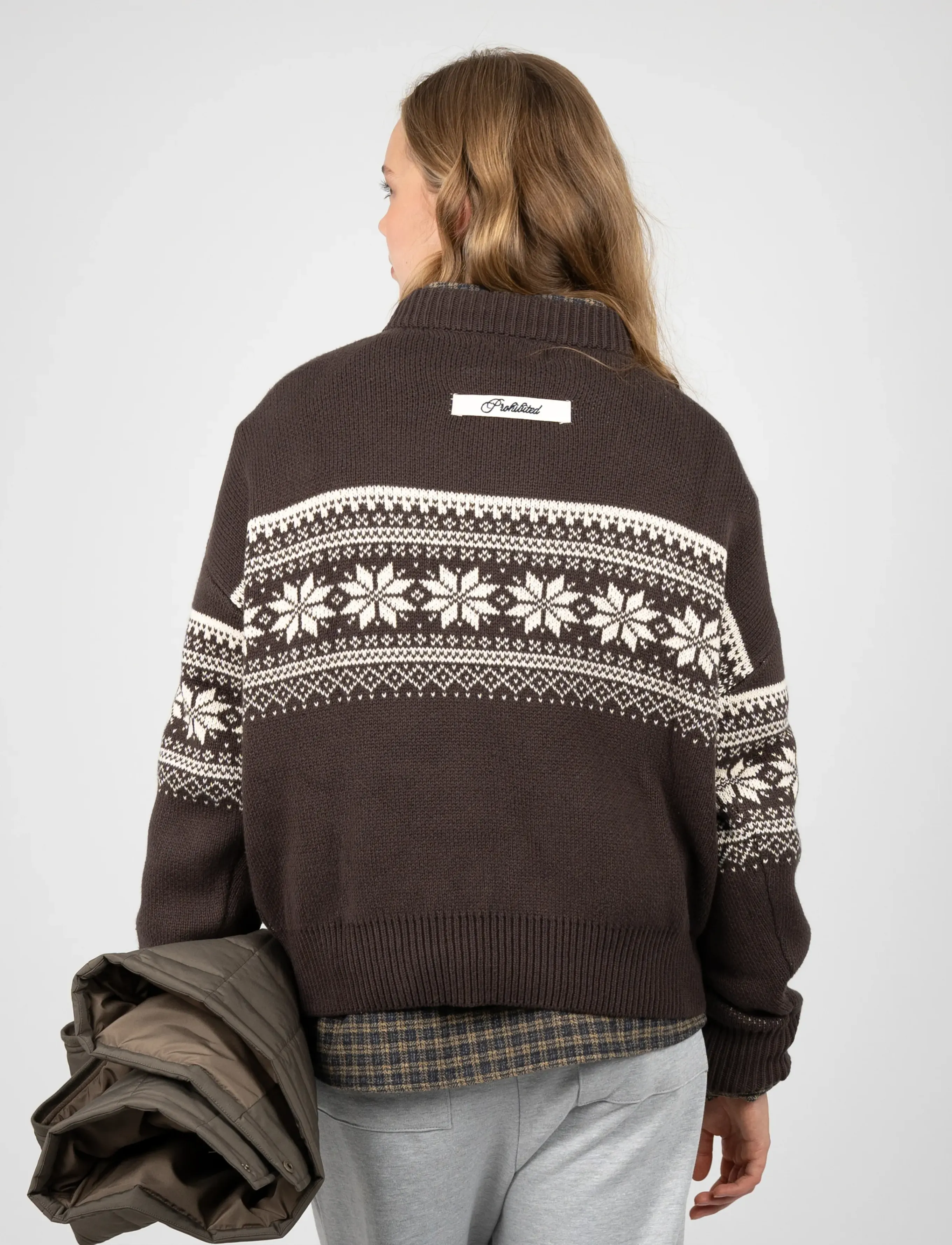 Prohibited - Nordic Knit Sweater - rund hals - dark brown - 4