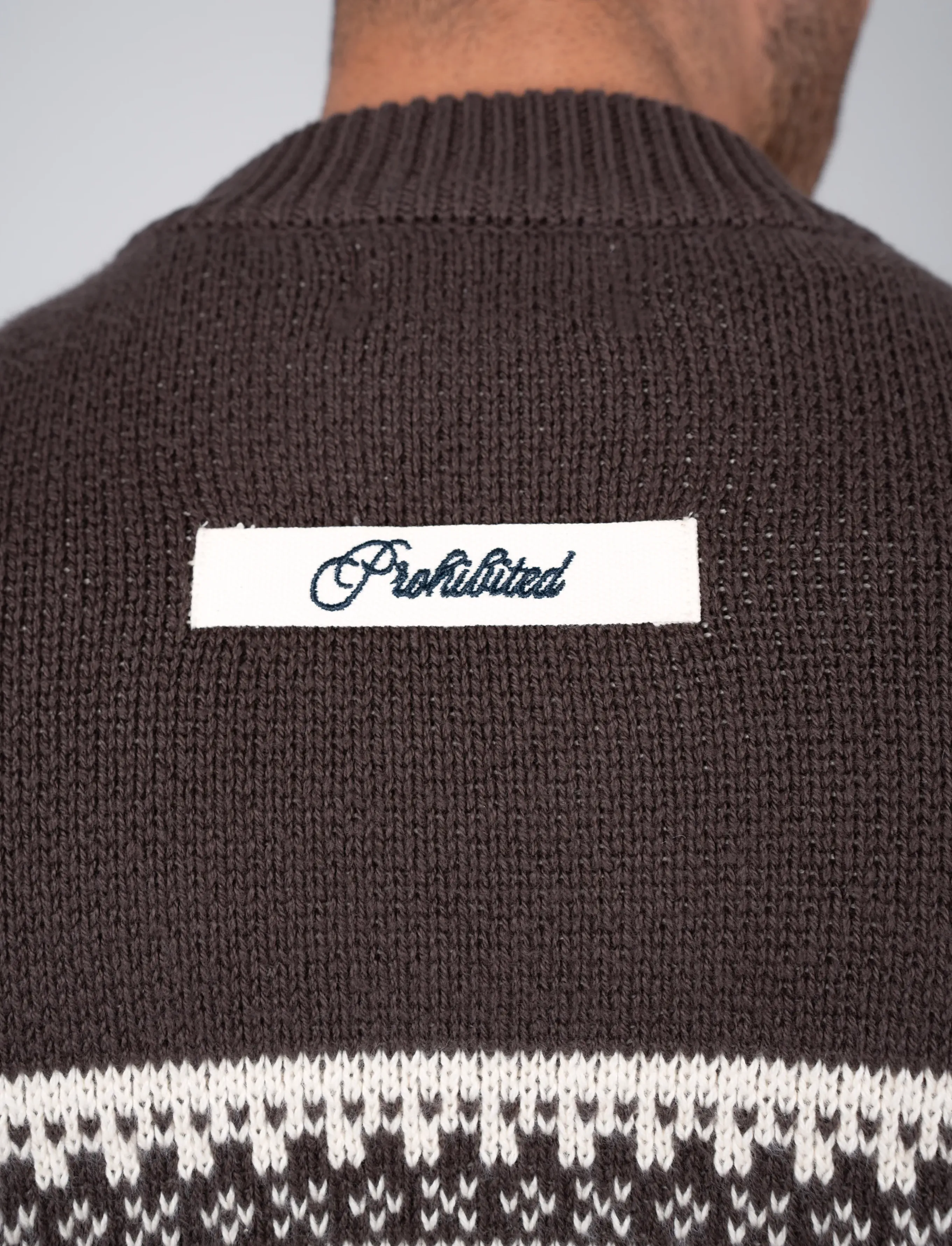 Prohibited - Nordic Knit Sweater - rund hals - dark brown - 5