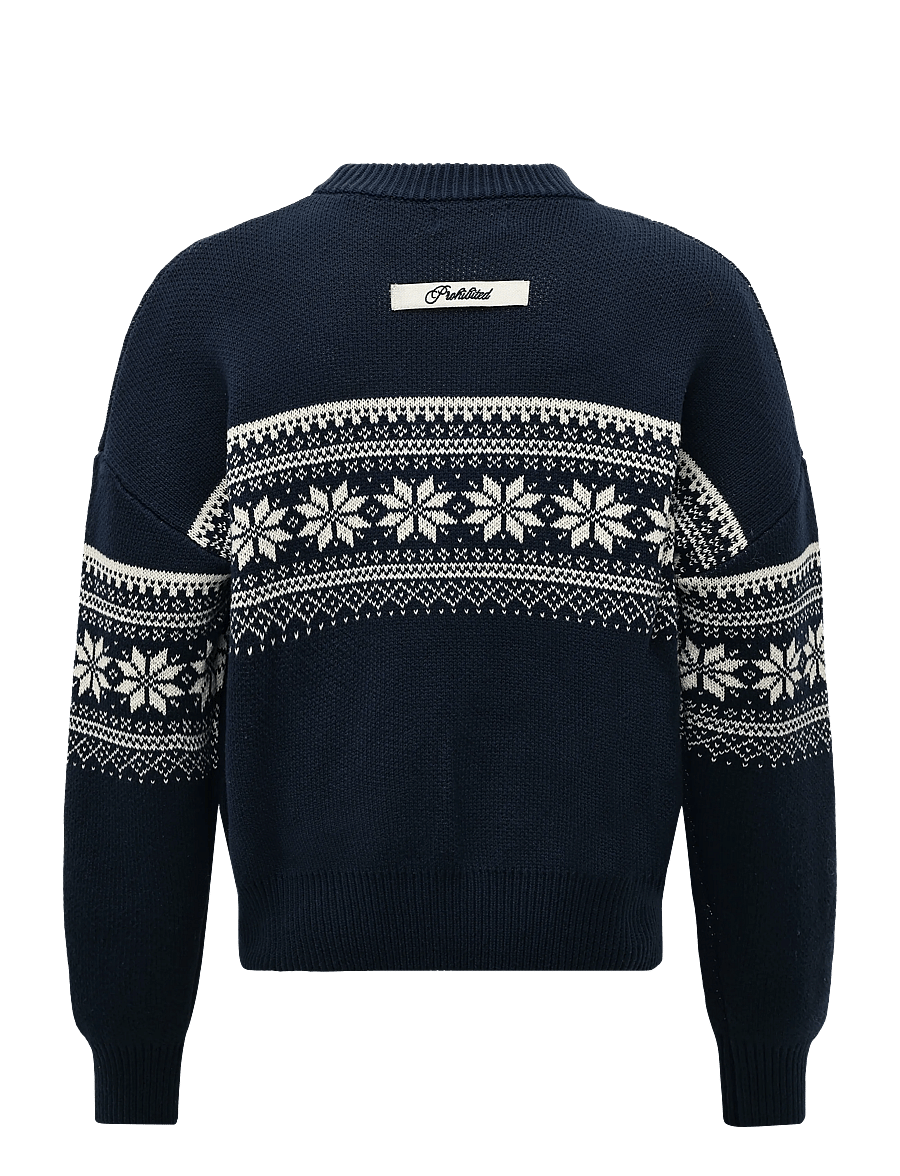 Prohibited - Nordic Knit Sweater - rundhalsad - navy - 2