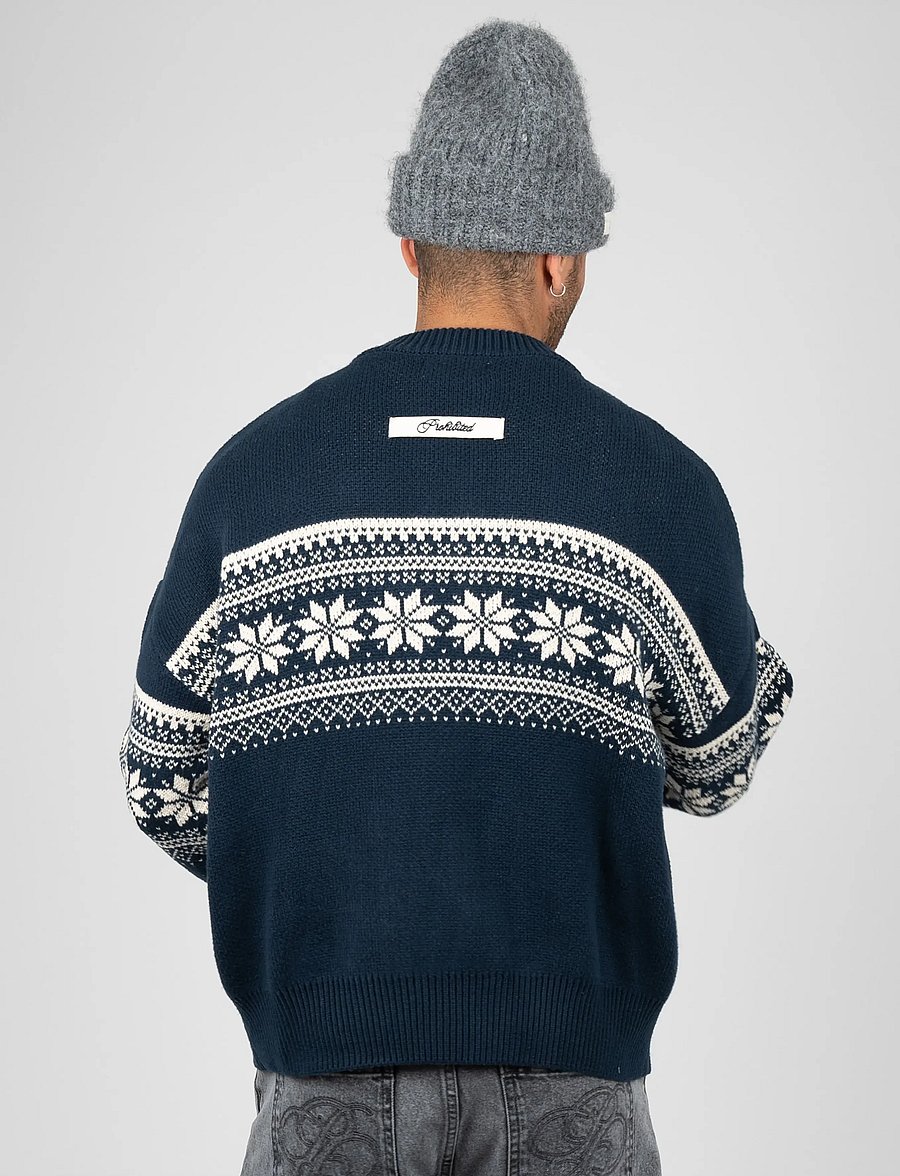 Prohibited - Nordic Knit Sweater - rund hals - navy - 2