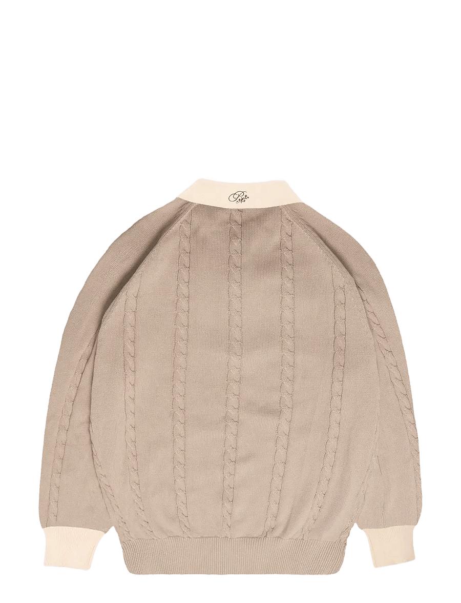 Prohibited - Legacy Knitted Jersey - langärmelige gestrickte polohemden - beige - 2