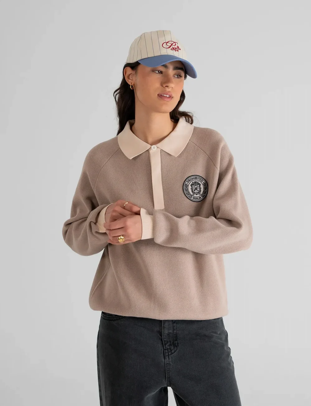 Prohibited - Cup Knitted Jersey - kootud polosärgid - beige - 0