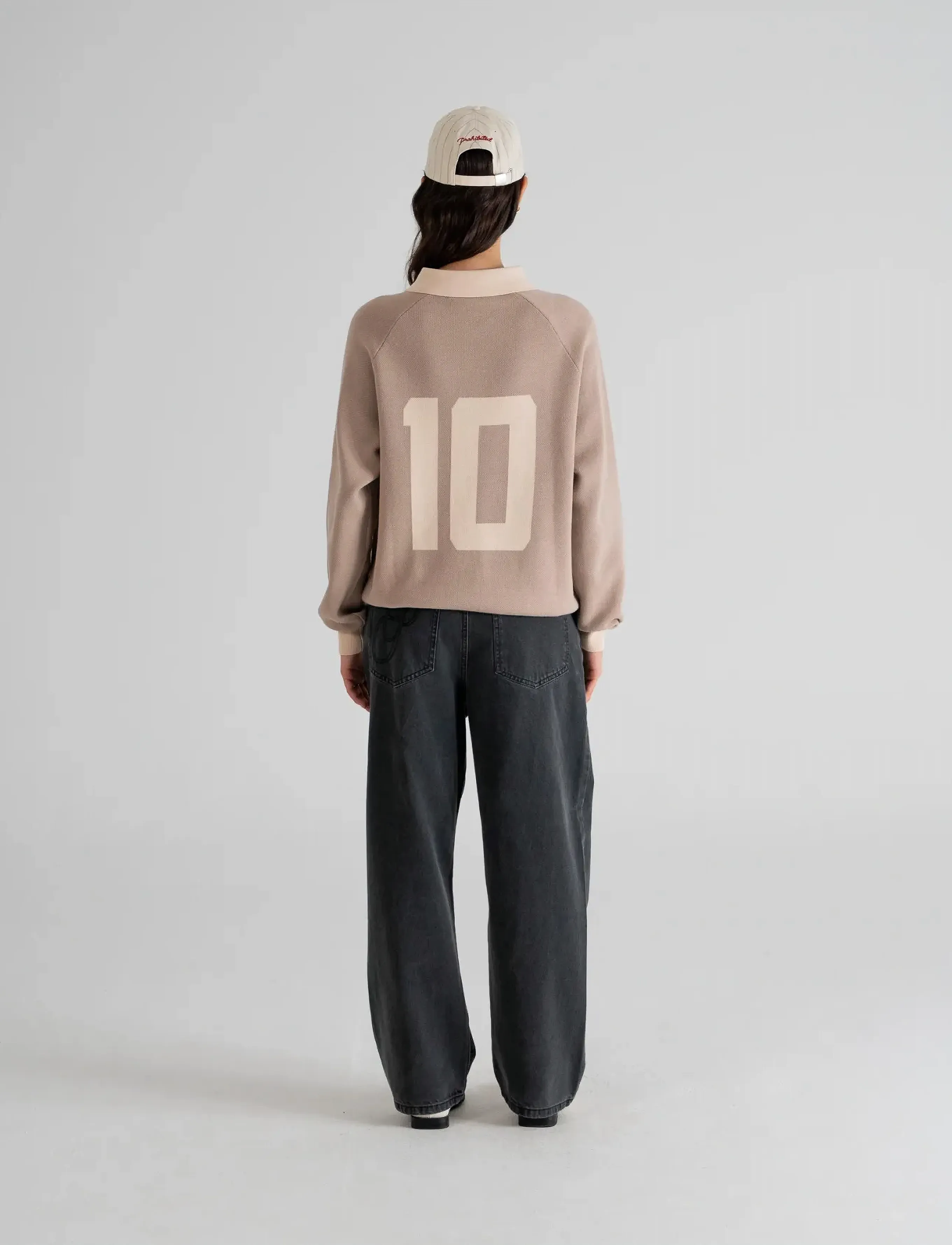 Prohibited - Cup Knitted Jersey - langärmelige gestrickte polohemden - beige - 4