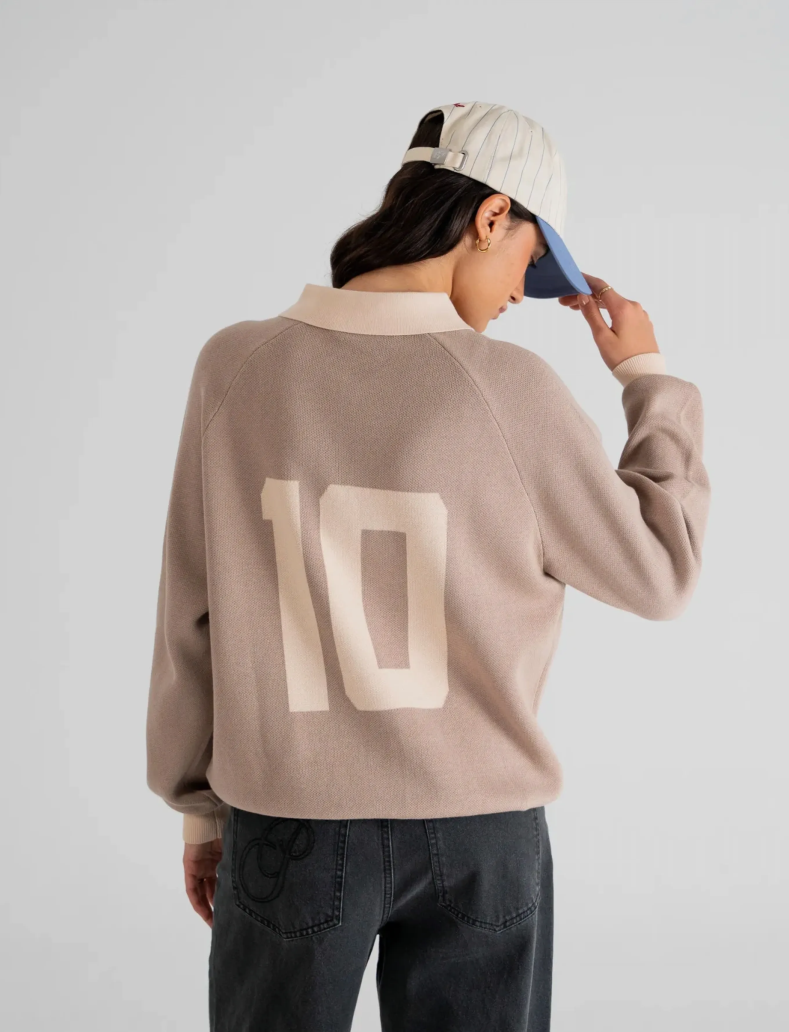 Prohibited - Cup Knitted Jersey - langärmelige gestrickte polohemden - beige - 5