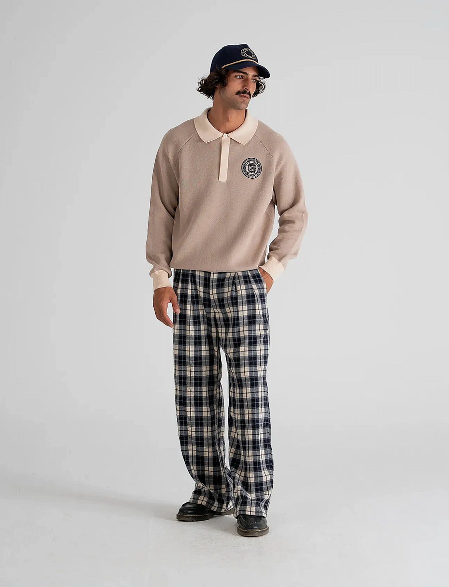 Prohibited - Cup Knitted Jersey - langärmelige strick-polohemden - beige - 2