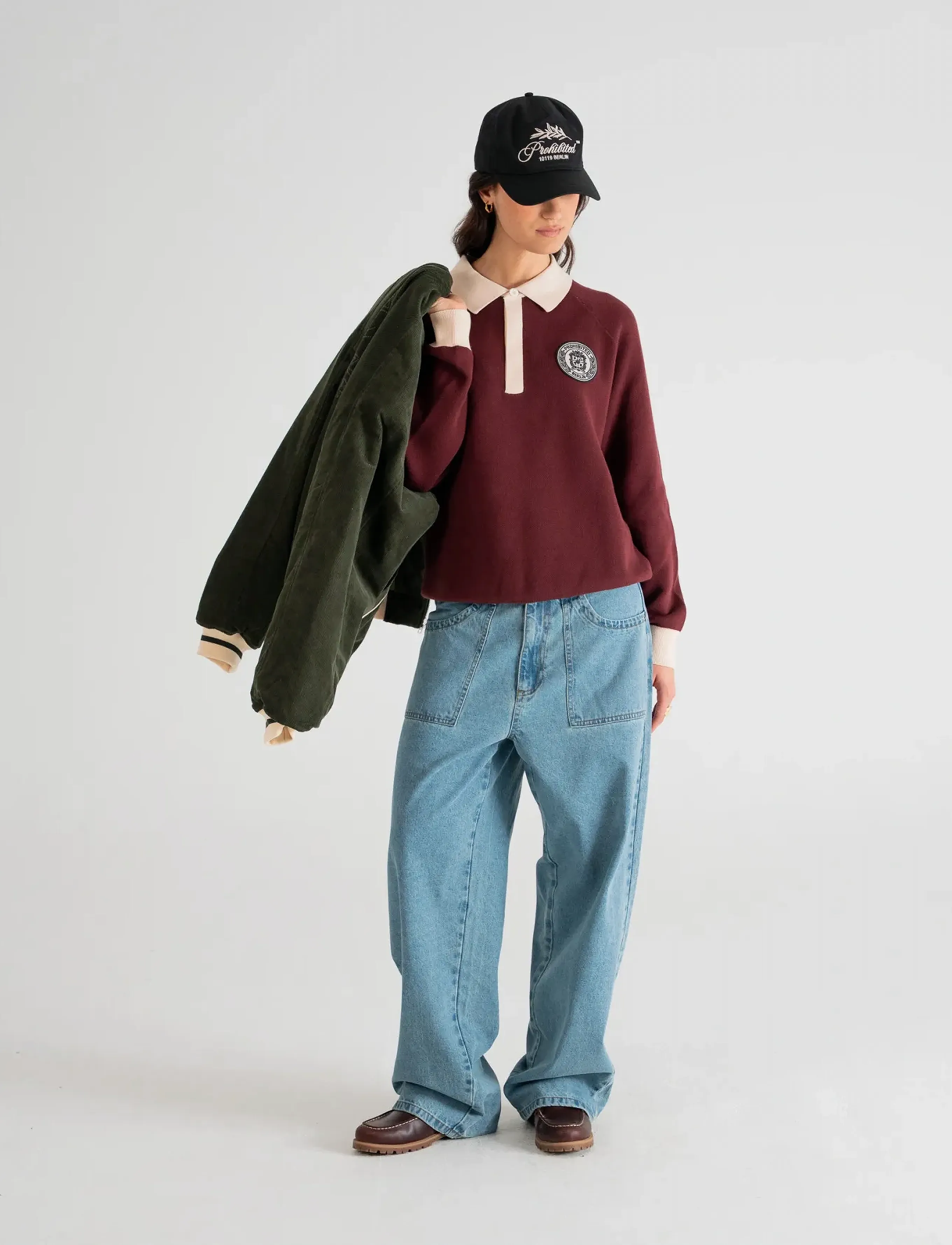 Prohibited Cup Knitted Jersey, XL, Knitwear, Burgunderrot - Long Sleeve Polos, Frauen