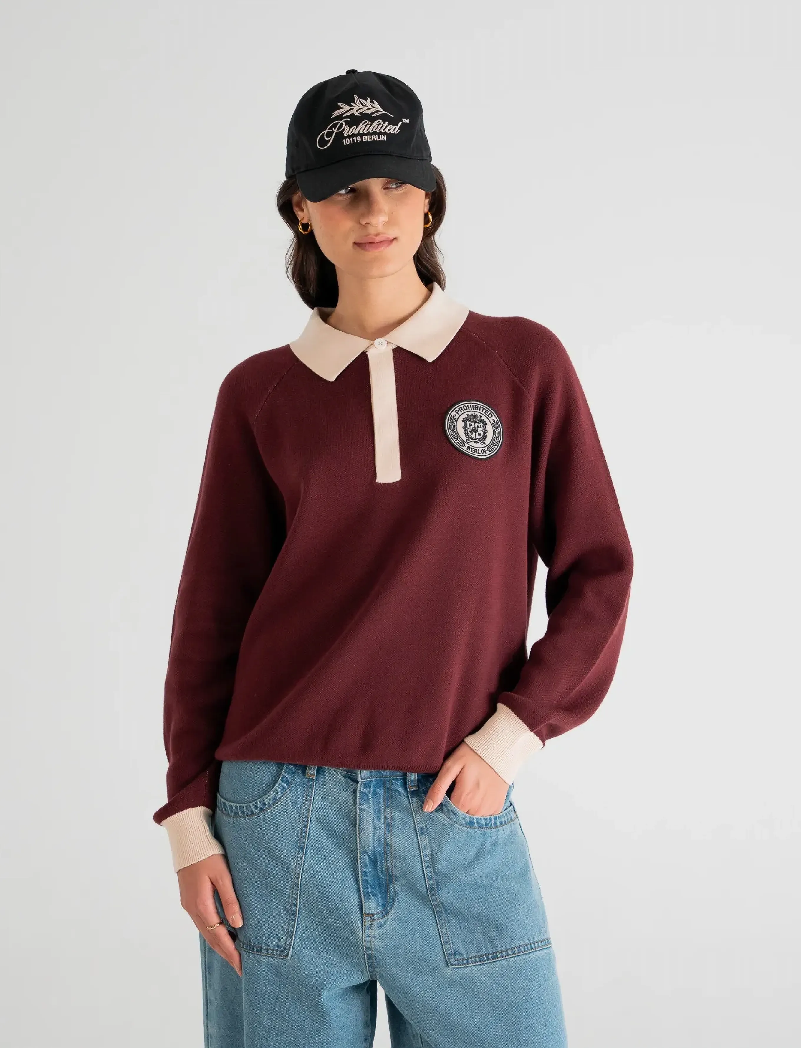 Prohibited - Cup Knitted Jersey - poloshirts - bordeaux - 3