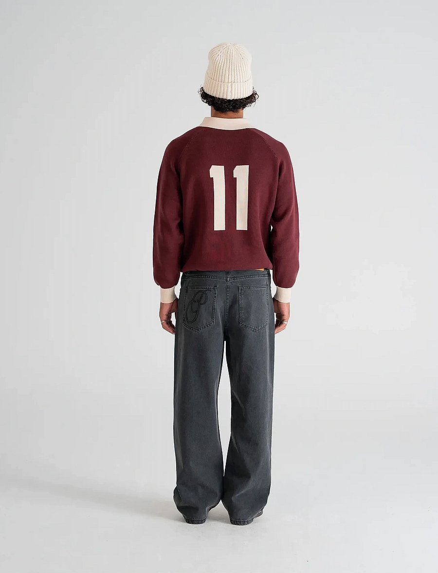 Prohibited - Cup Knitted Jersey - langärmelige strick-polohemden - bordeaux - 3