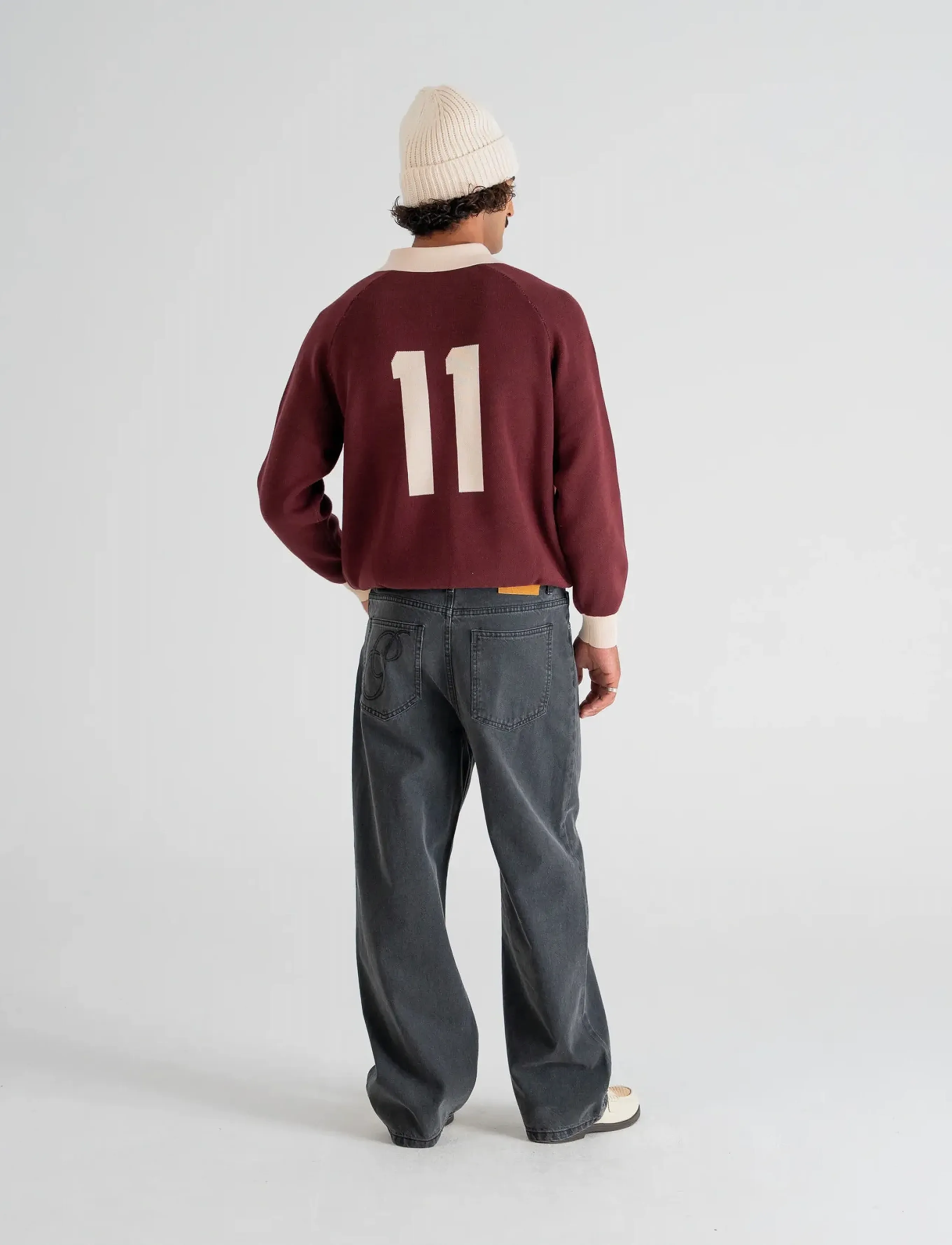 Prohibited - Cup Knitted Jersey - langärmelige strick-polohemden - bordeaux - 4