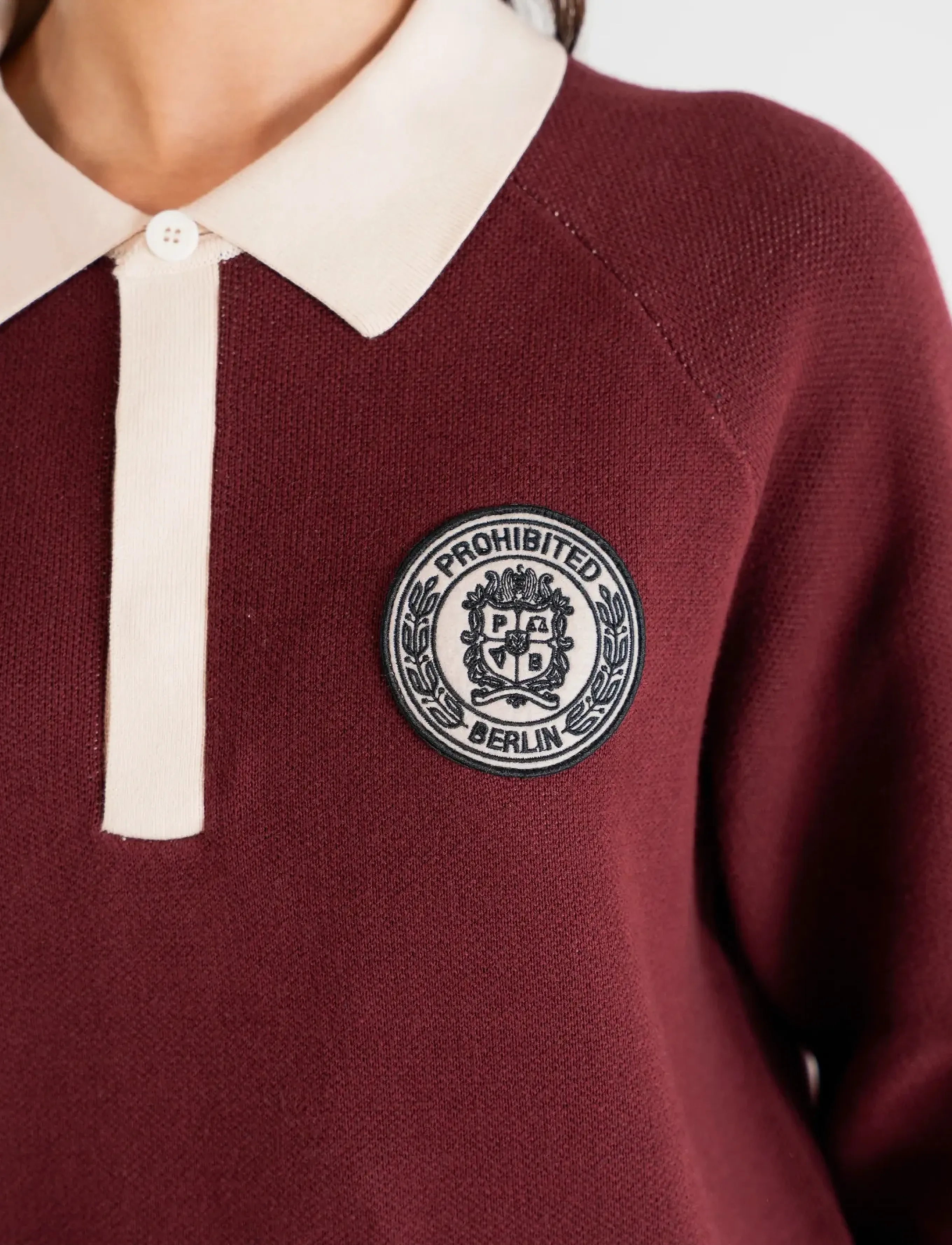 Prohibited - Cup Knitted Jersey - langärmelige strick-polohemden - bordeaux - 5