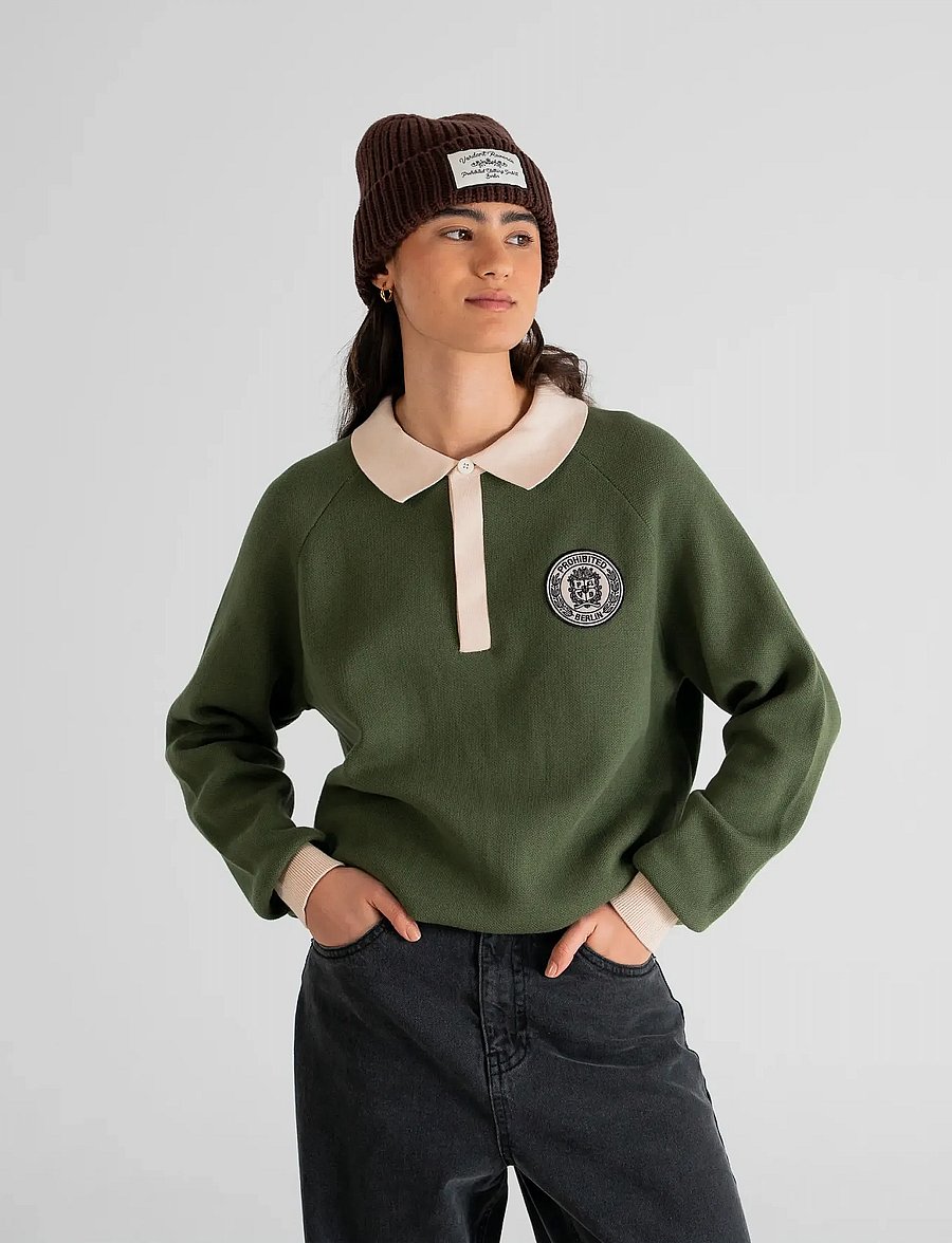 Prohibited - Cup Knitted Jersey - polos en tricot à manches longues - green - 0