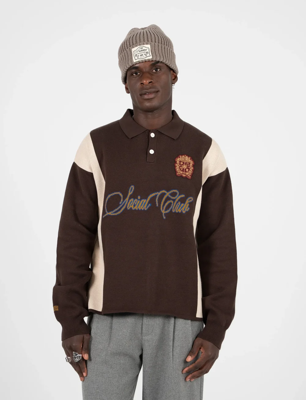 Prohibited - Contrast Clubhouse Knit - long-sleeved polos - brown - 0