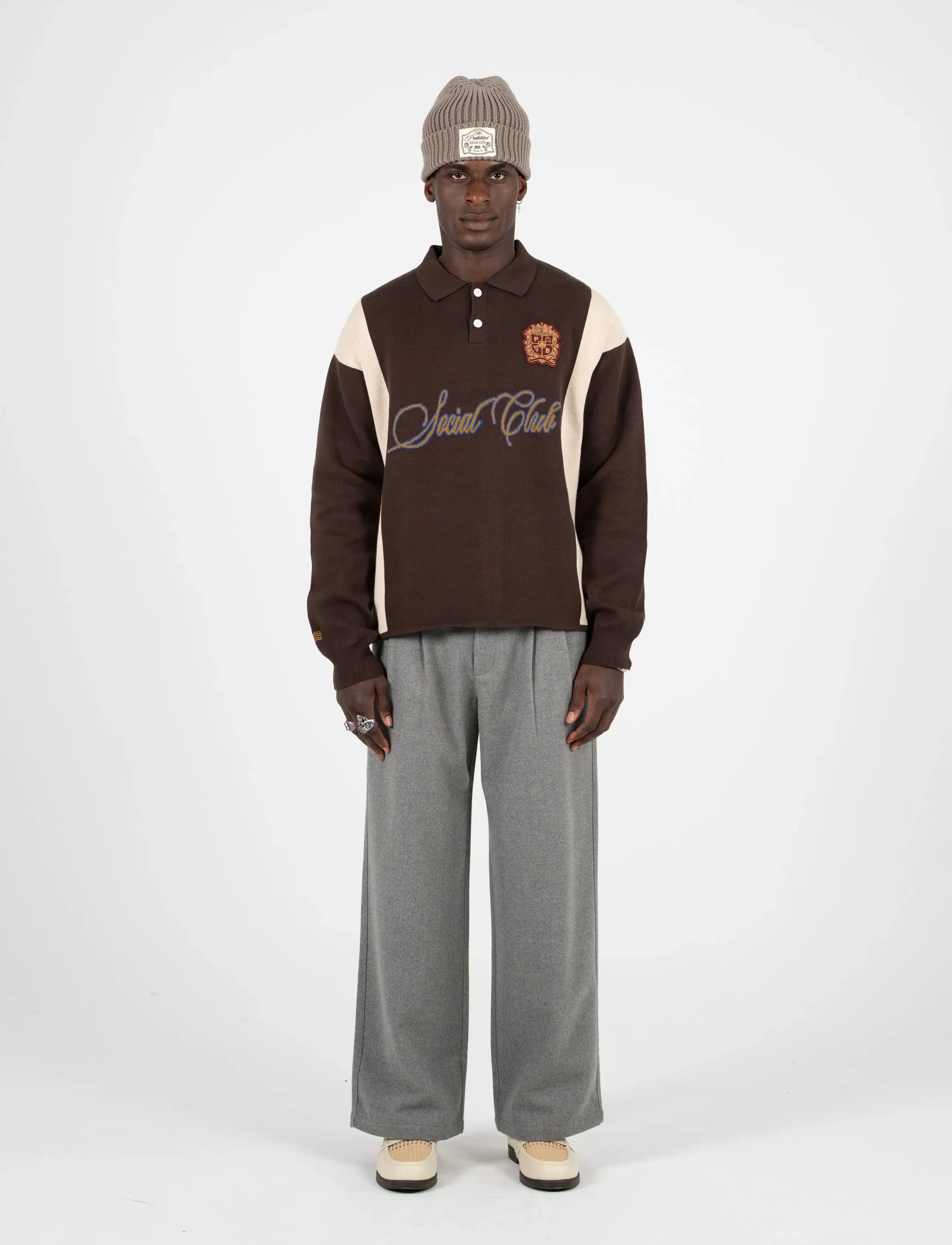 Prohibited - Contrast Clubhouse Knit - pikkade varrukatega polod - brown - 5