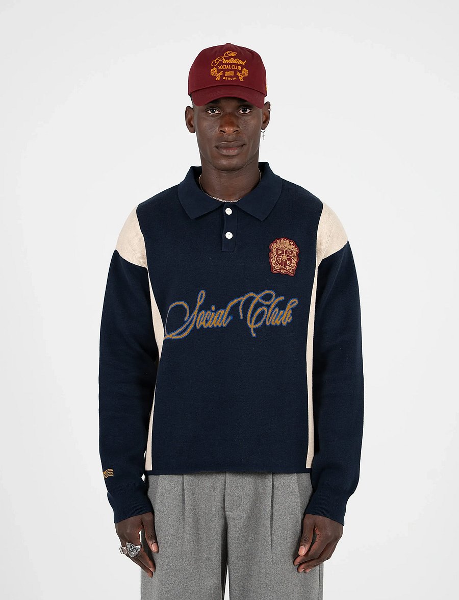 Prohibited - Contrast Clubhouse Knit - langärmelig - navy - 5