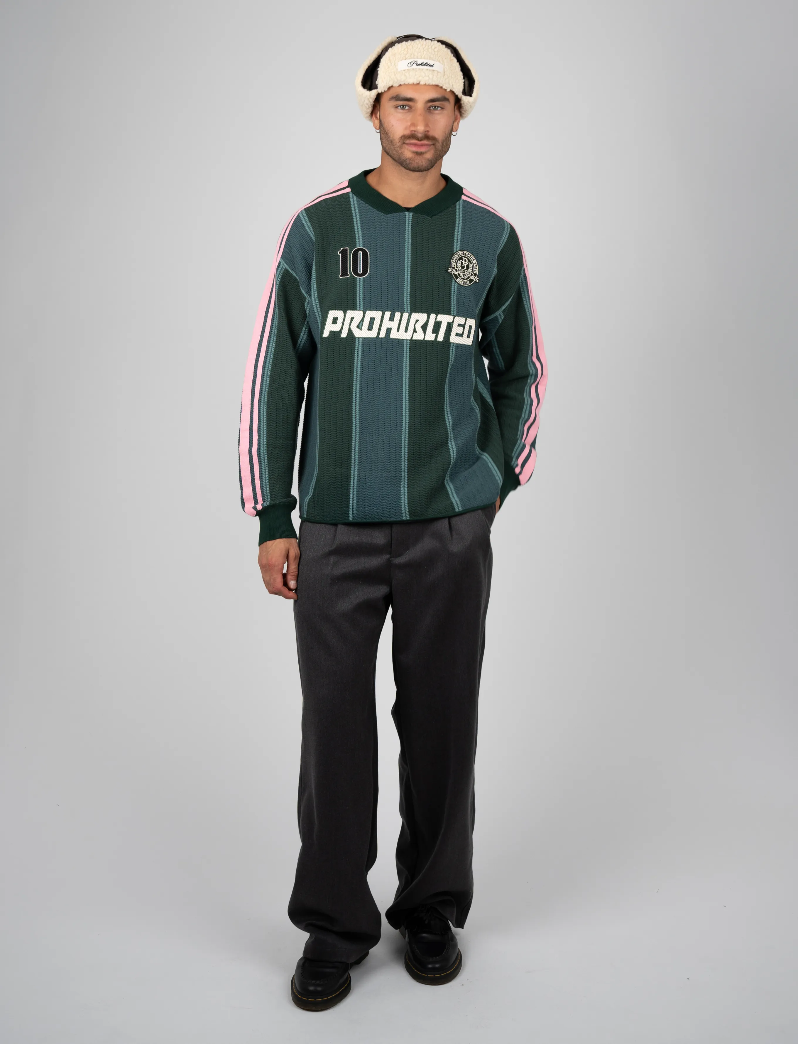 Prohibited Striped Team Knit Trikot - Shop by style - GREEN / green