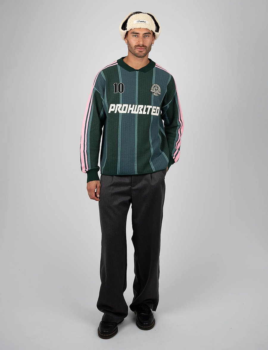 Prohibited - Striped Team Knit Trikot - v-ausschnitt - green - 0