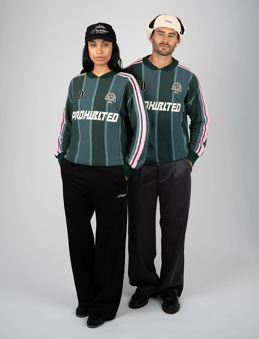 Prohibited - Striped Team Knit Trikot - v-ausschnitt - green - 5