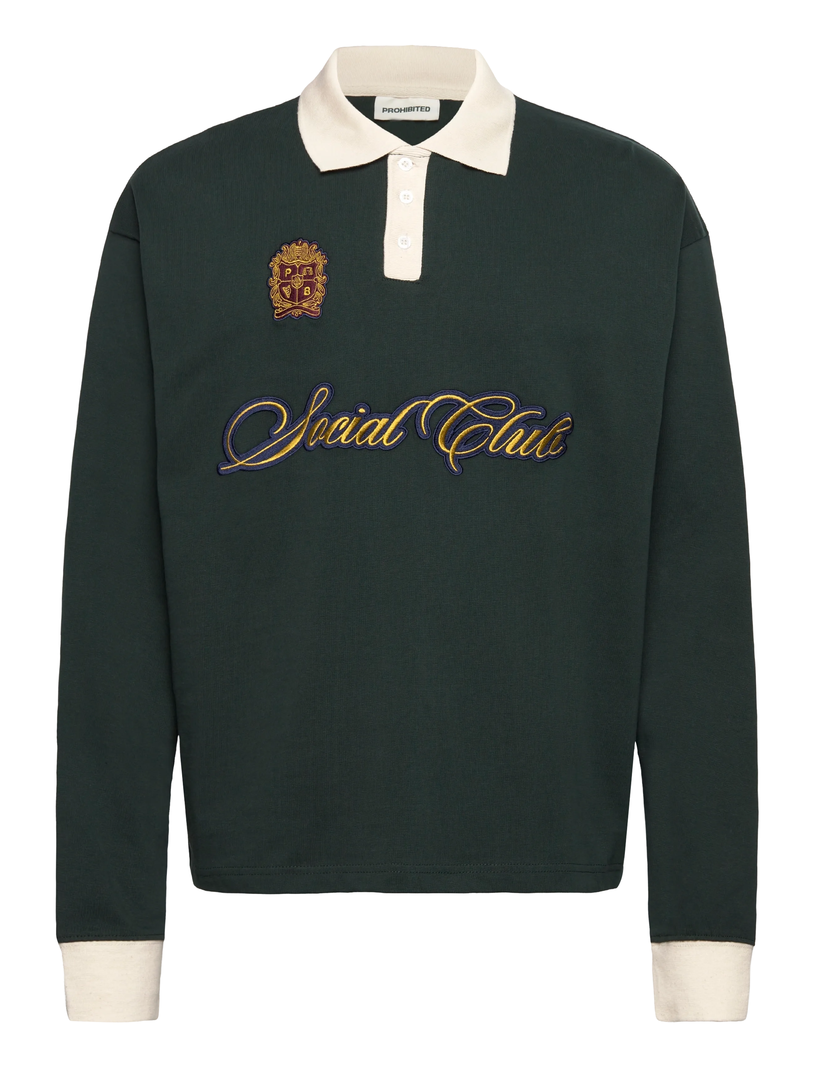 PROHIBITED Club Polo Longsleeve Grün - S - Herren