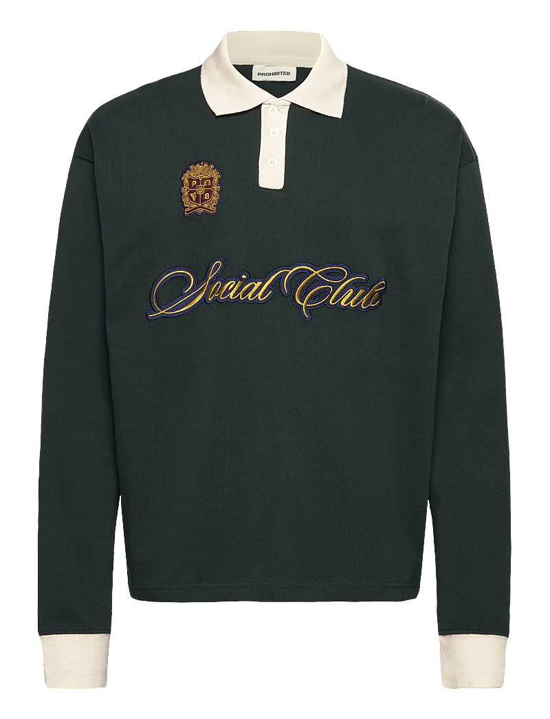 Prohibited - Club Polo Longsleeve - langärmelige gestrickte polohemden - green - 1
