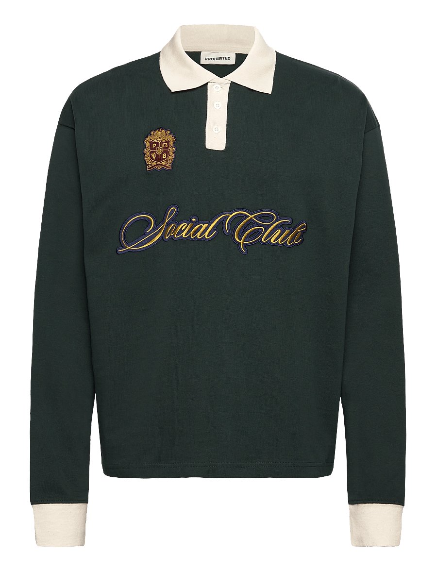 Prohibited - Club Polo Longsleeve - långärmade stickade pikétröjor - green - 1