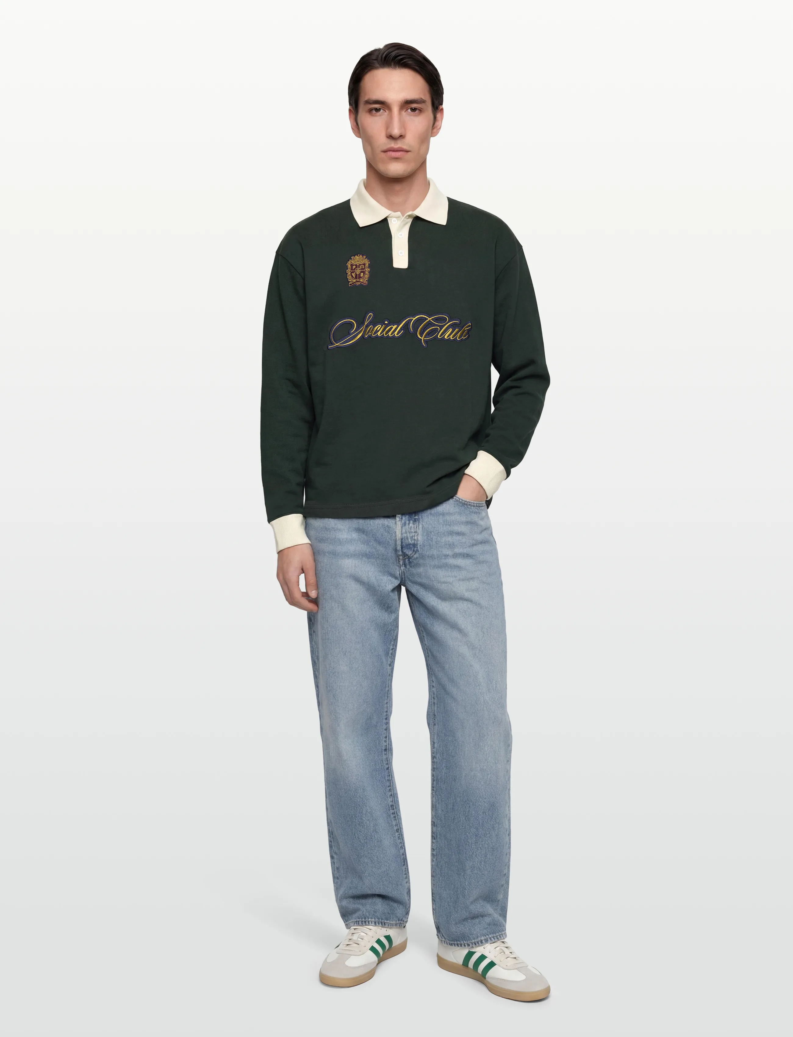 Prohibited Club Polo Longsleeve, M, T-shirts & Oberteile, Grün - Polos, Männerswear