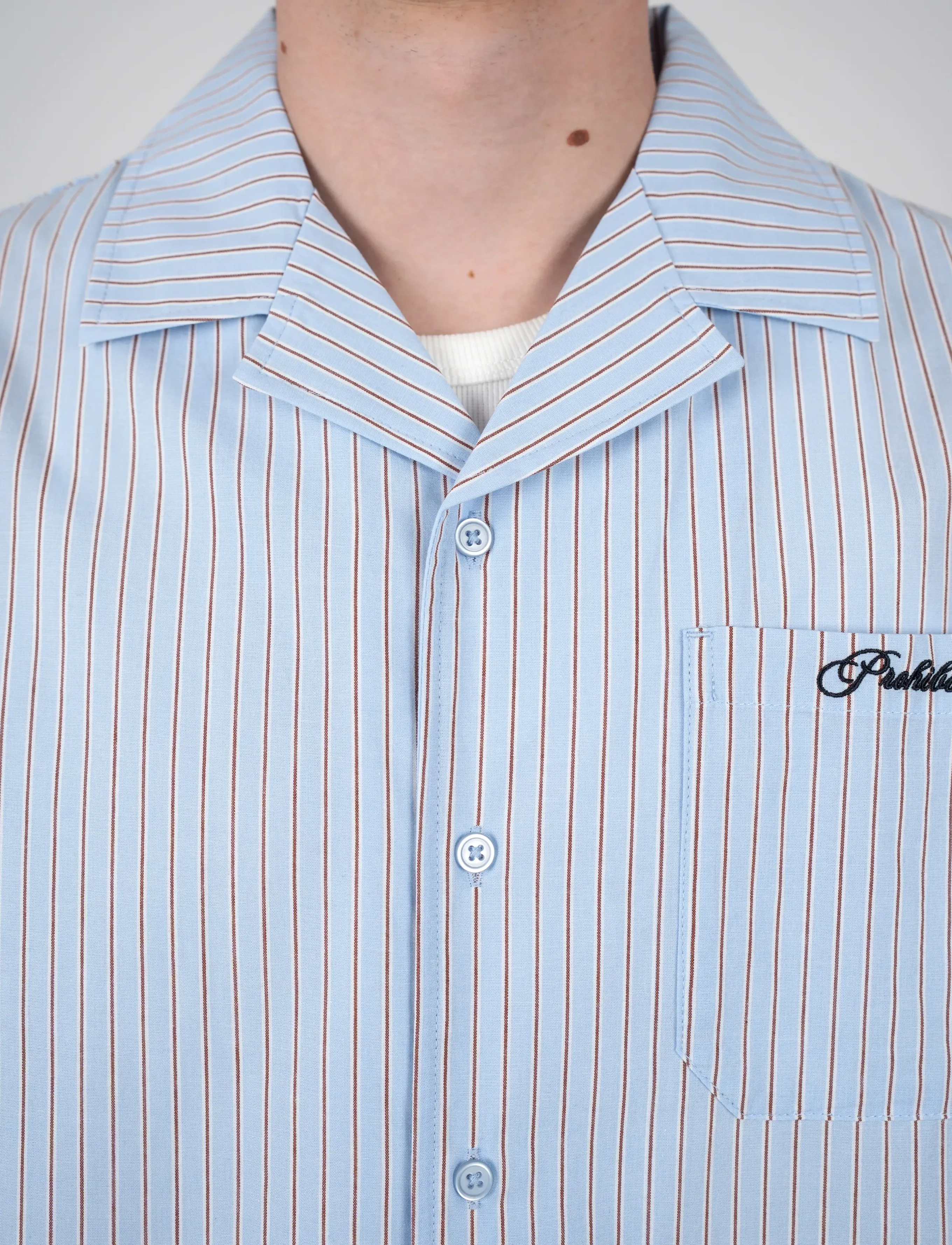 Prohibited - Vineyard Breeze Shirt - randiga skjortor - light blue - 3