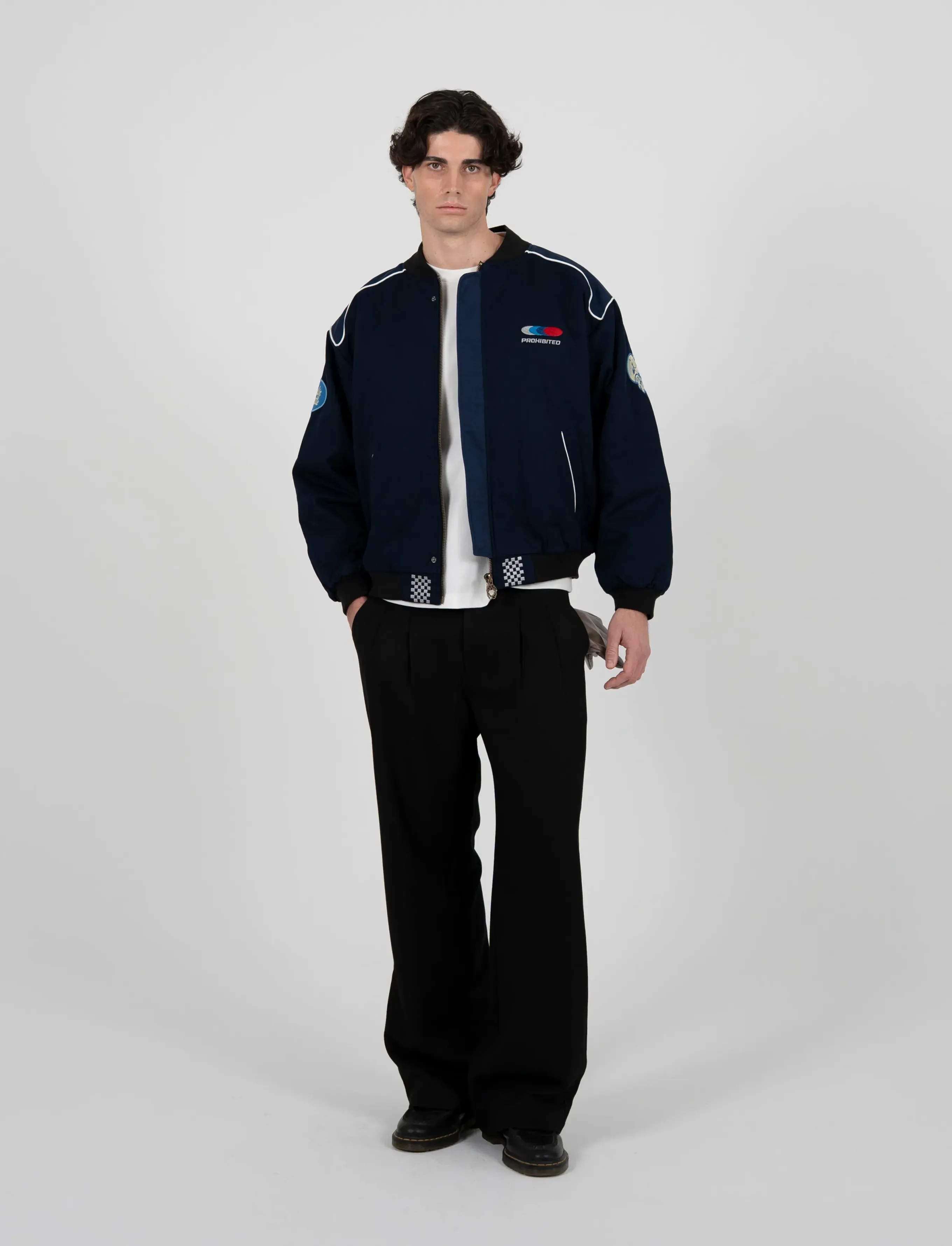 Prohibited Racetrack Jacket Blue - Streetwear - BLUE / navy