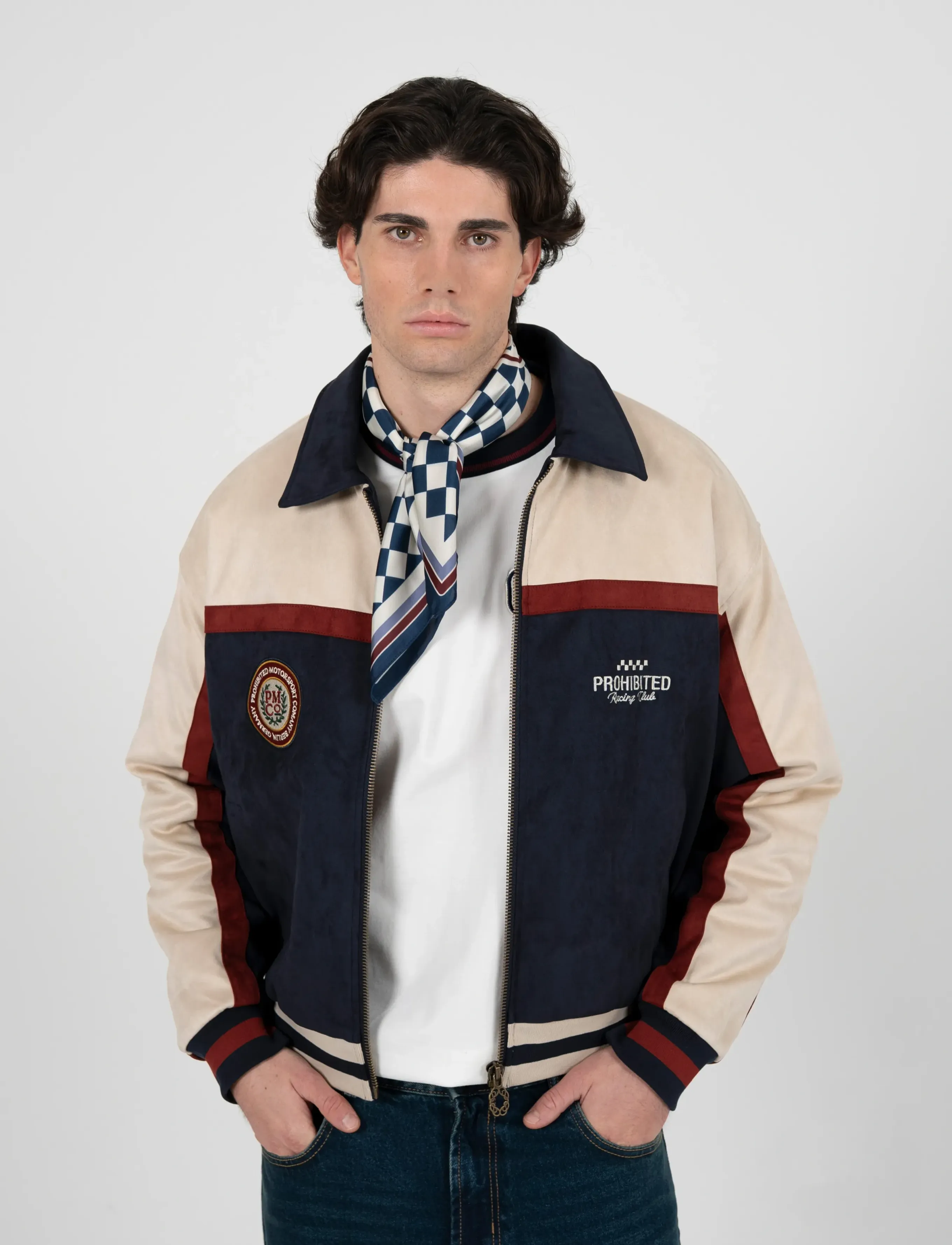 Prohibited Suede Club Jacket Navy - Prohibited - NAVY / cream