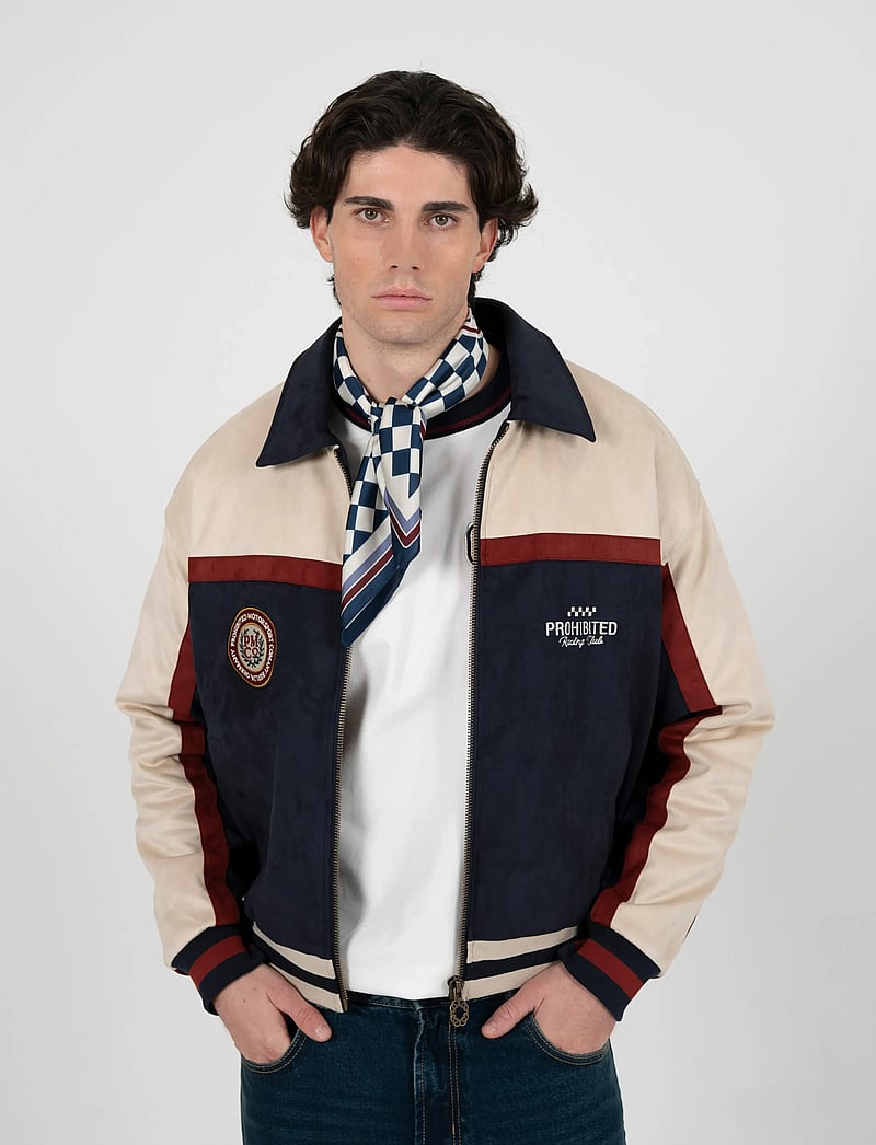 Prohibited - Suede Club Jacket Navy - collegejakker - navy - 0
