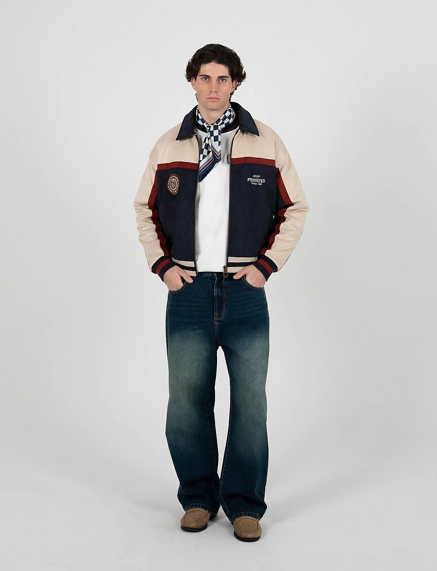 Prohibited - Suede Club Jacket Navy - varsity jackor - navy - 2