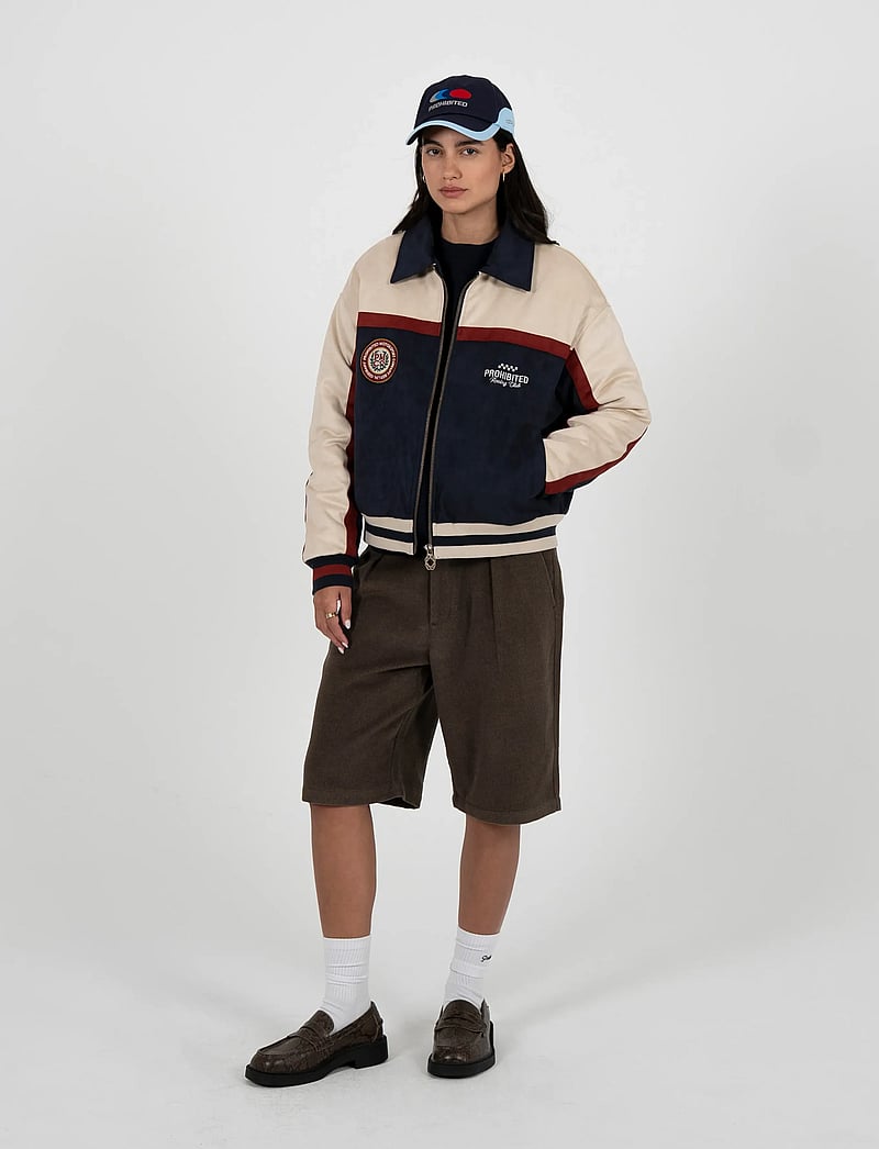 Prohibited - Suede Club Jacket Navy - collegejakker - navy - 5