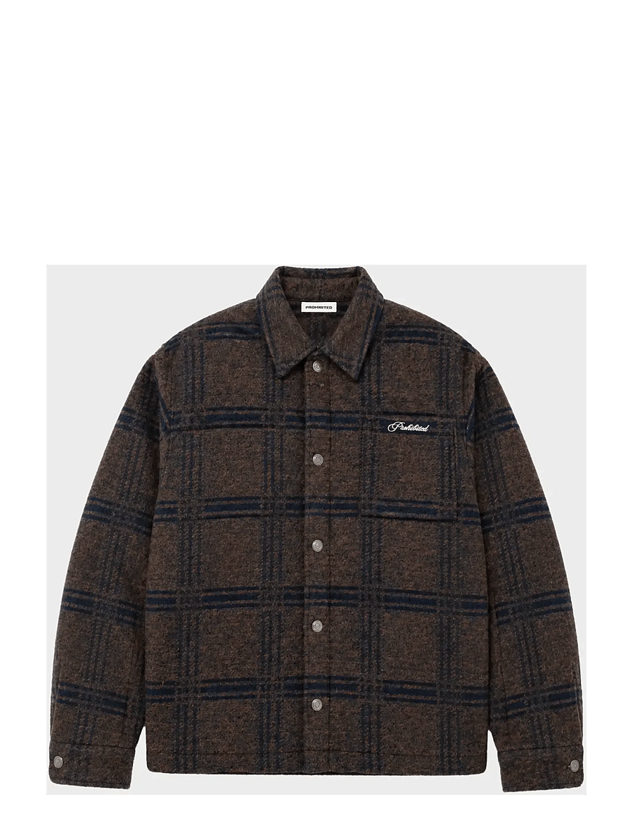 Prohibited - Back Again Flannel Overshirt - Überhemden - brown/blue - 1