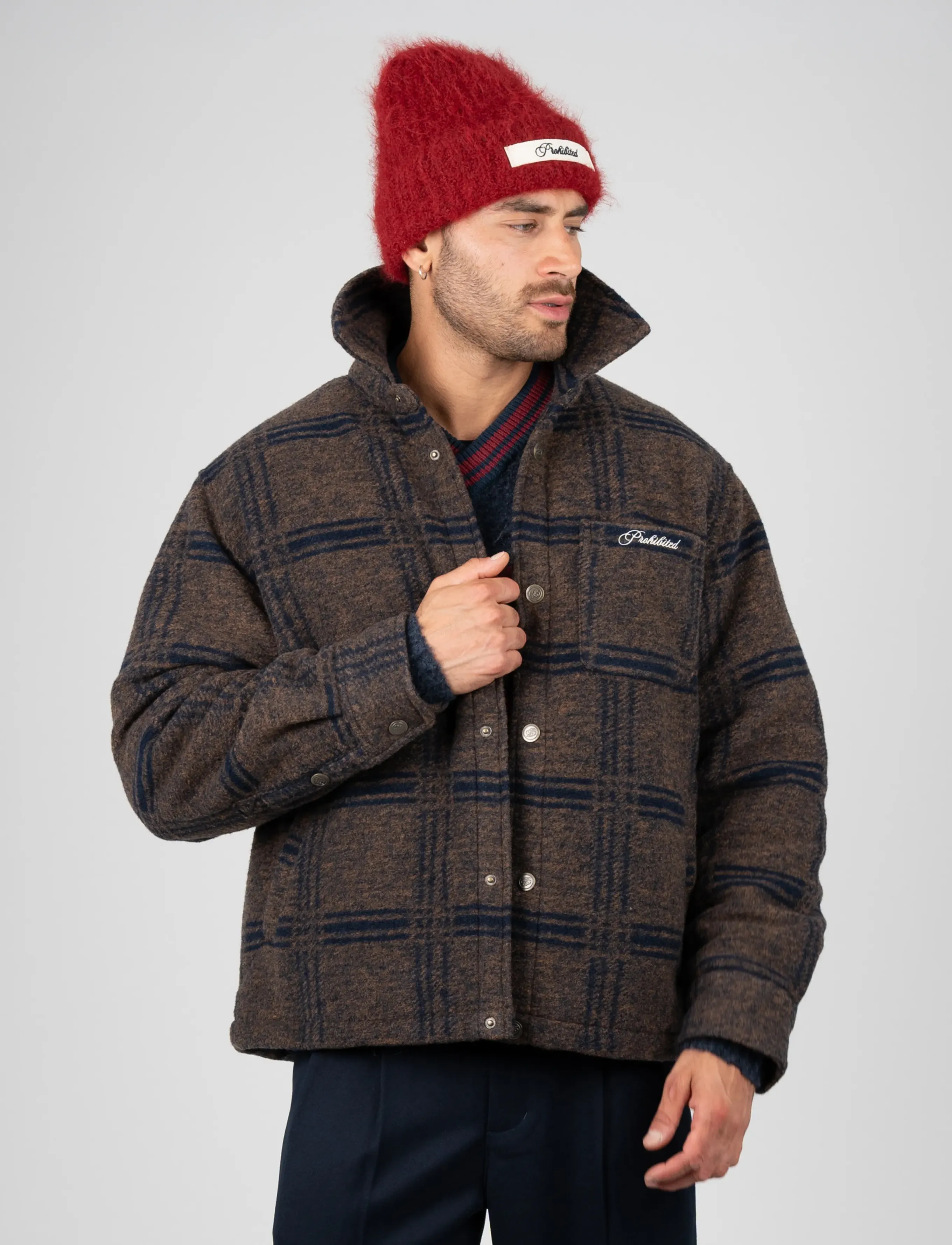 Prohibited Back Again Flannel Overshirt - Überhemden - BROWN/BLUE / brown