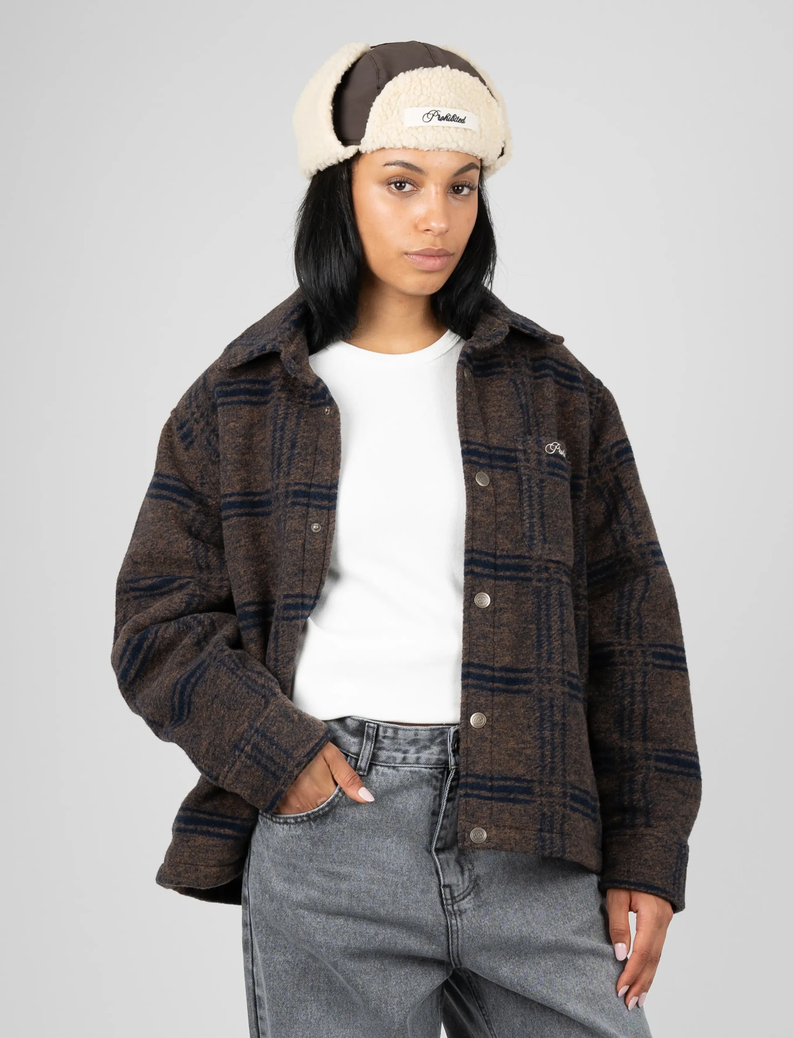 Prohibited - Back Again Flannel Overshirt - Überhemden - brown/blue - 3