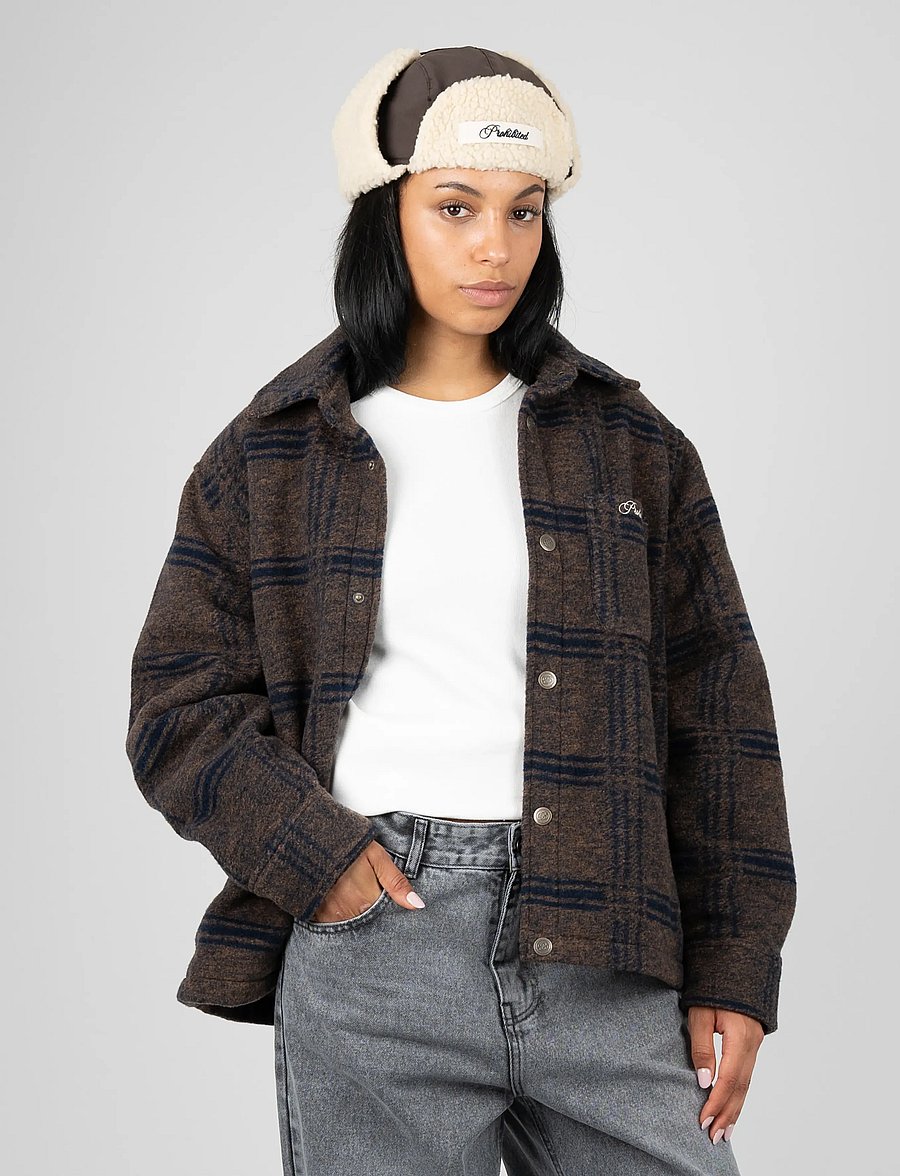 Prohibited - Back Again Flannel Overshirt - Überhemden - brown/blue - 3