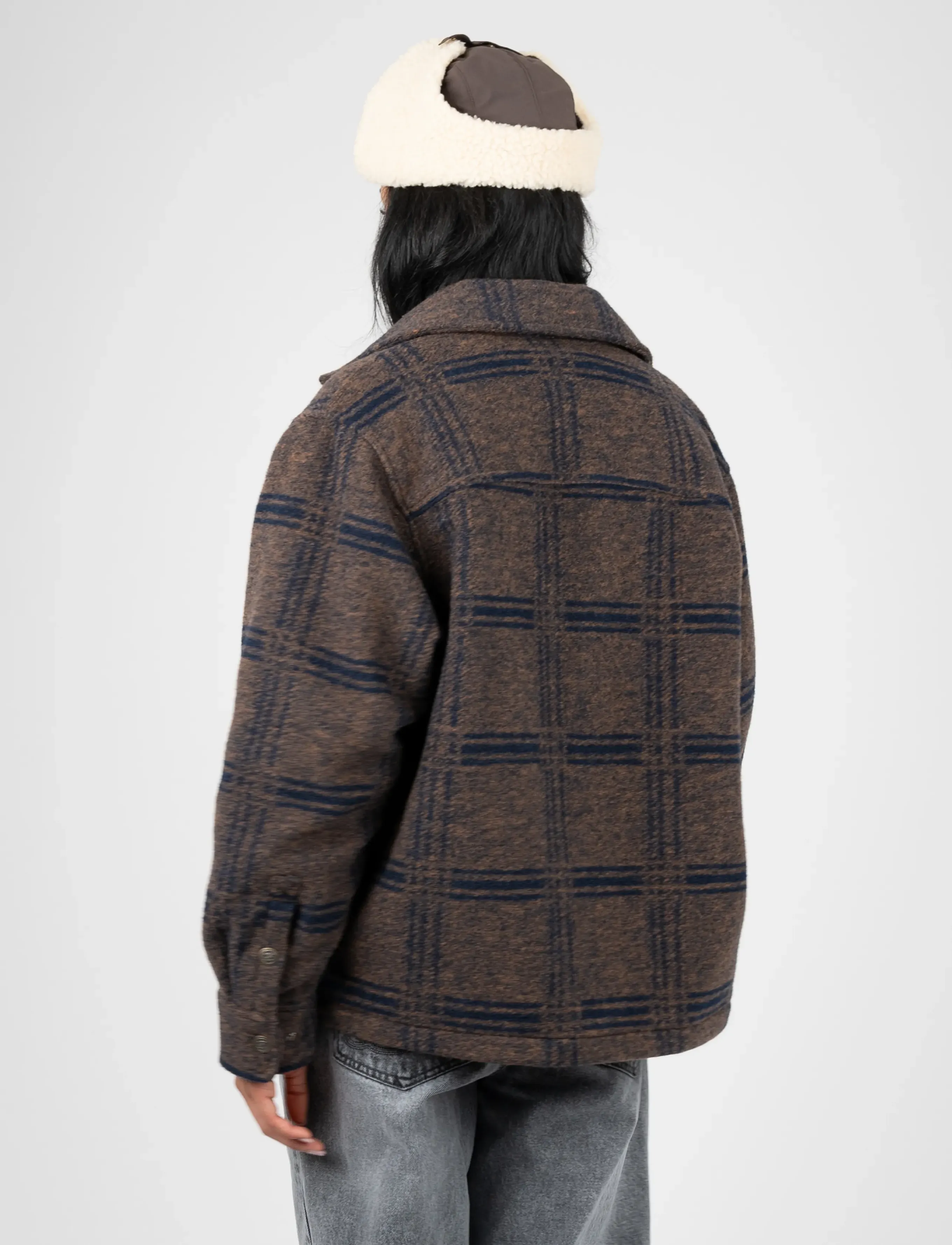 Prohibited - Back Again Flannel Overshirt - Überhemden - brown/blue - 4