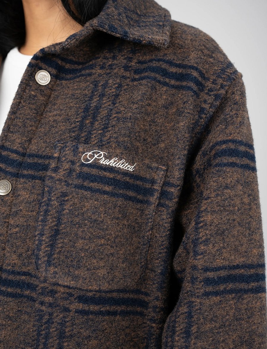 Prohibited - Back Again Flannel Overshirt - Überhemden - brown/blue - 5