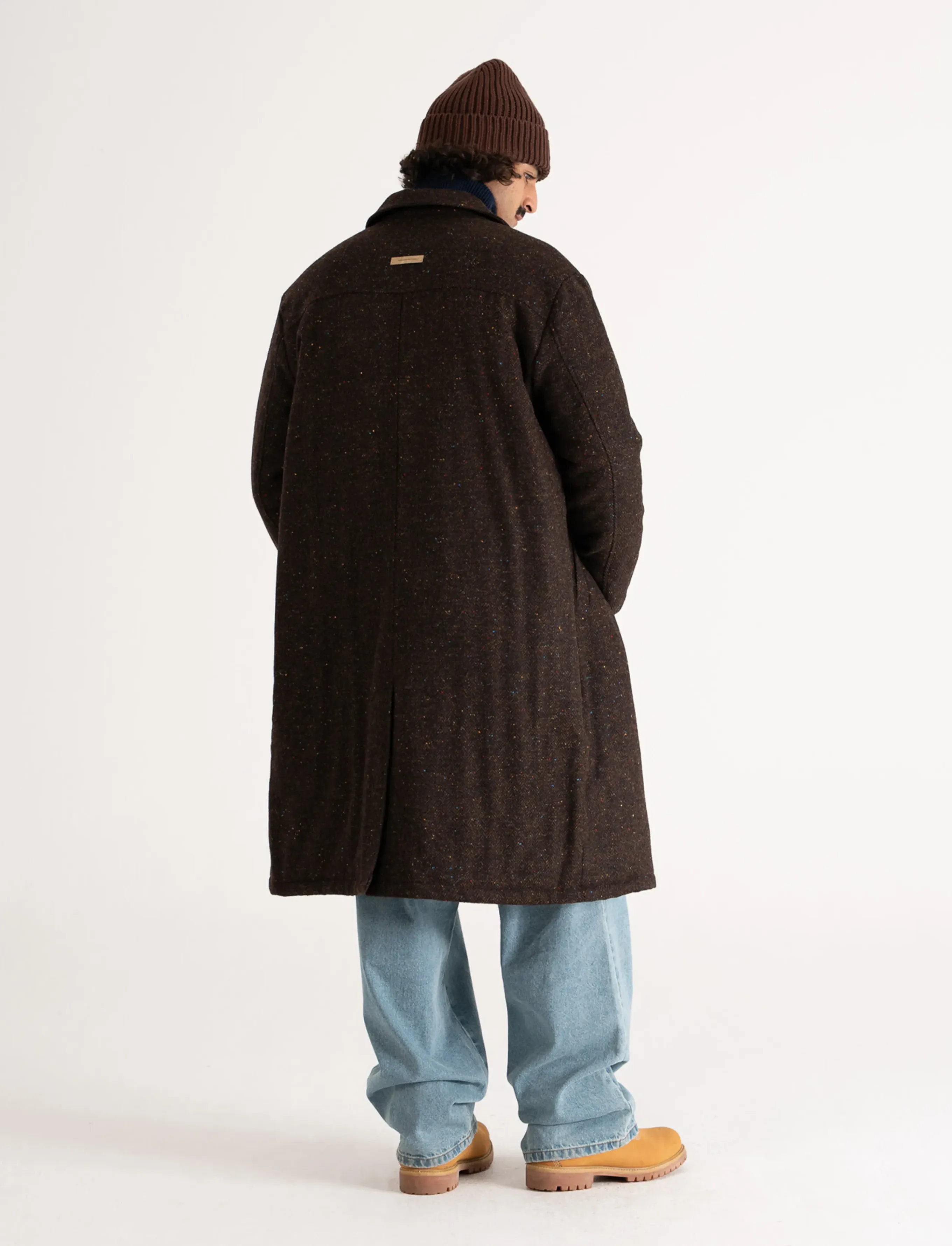 Prohibited Herringbone Wool Coat - Mäntel - BROWN / brown
