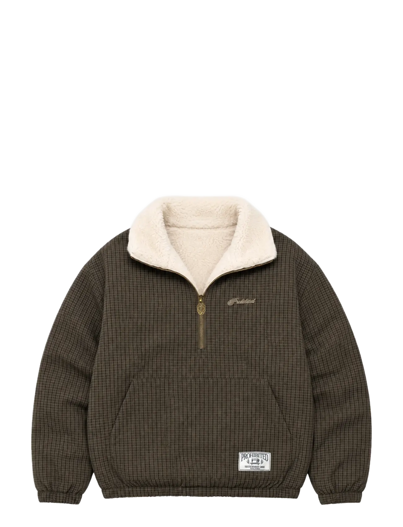 Prohibited - Throwback Sherpa Half-Zip - talvejoped - brown - 1
