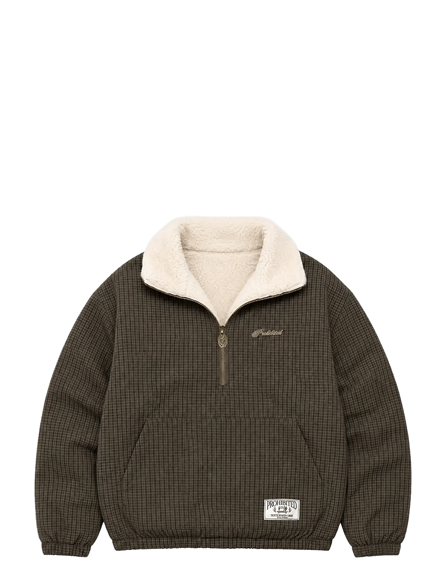 Prohibited - Throwback Sherpa Half-Zip - talvejoped - brown - 1