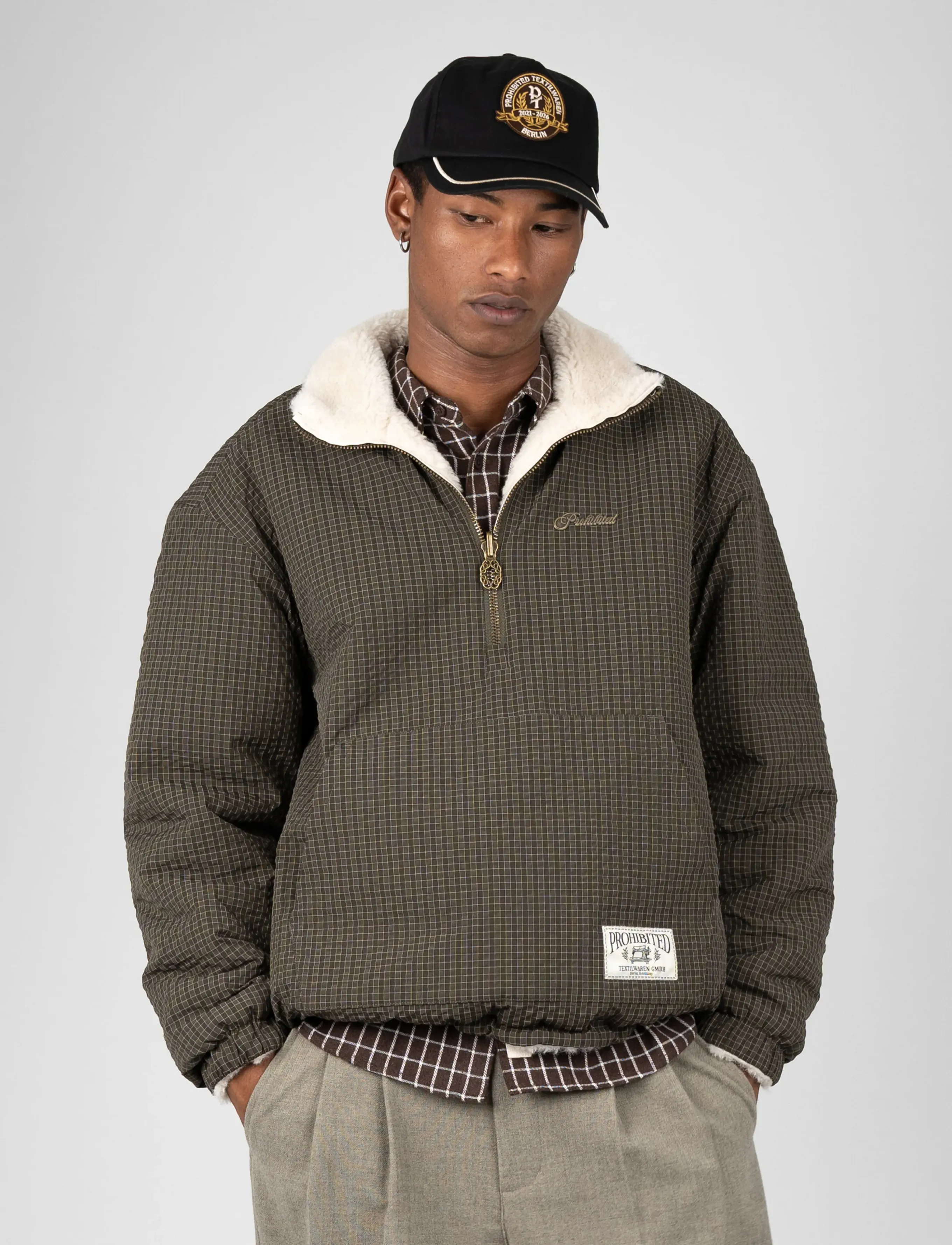 Prohibited Throwback Sherpa Half-Zip - Joped - BROWN / brown