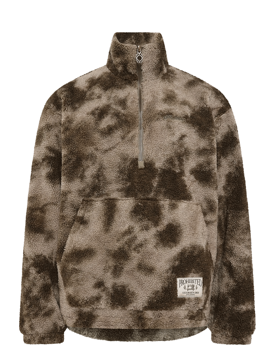 Prohibited - Highland Sherpa Half-Zip - teddy-pullover - muted khaki - 1