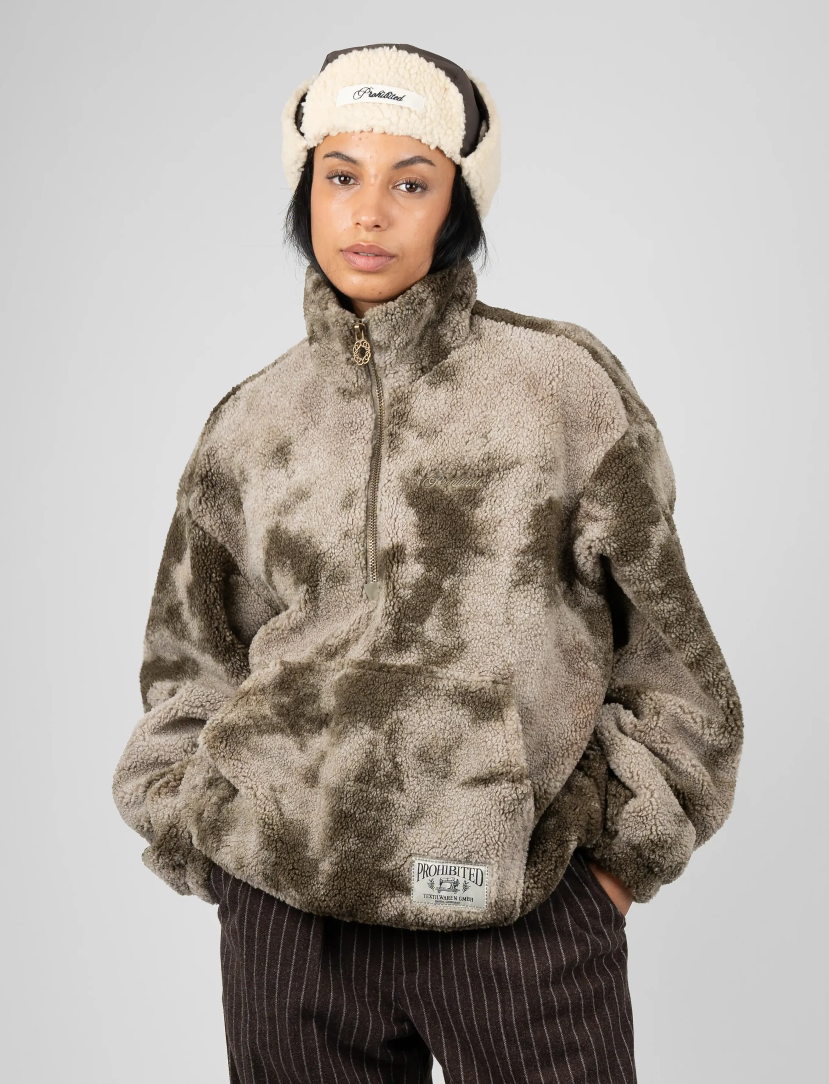 Prohibited - Highland Sherpa Half-Zip - muted khaki - 3