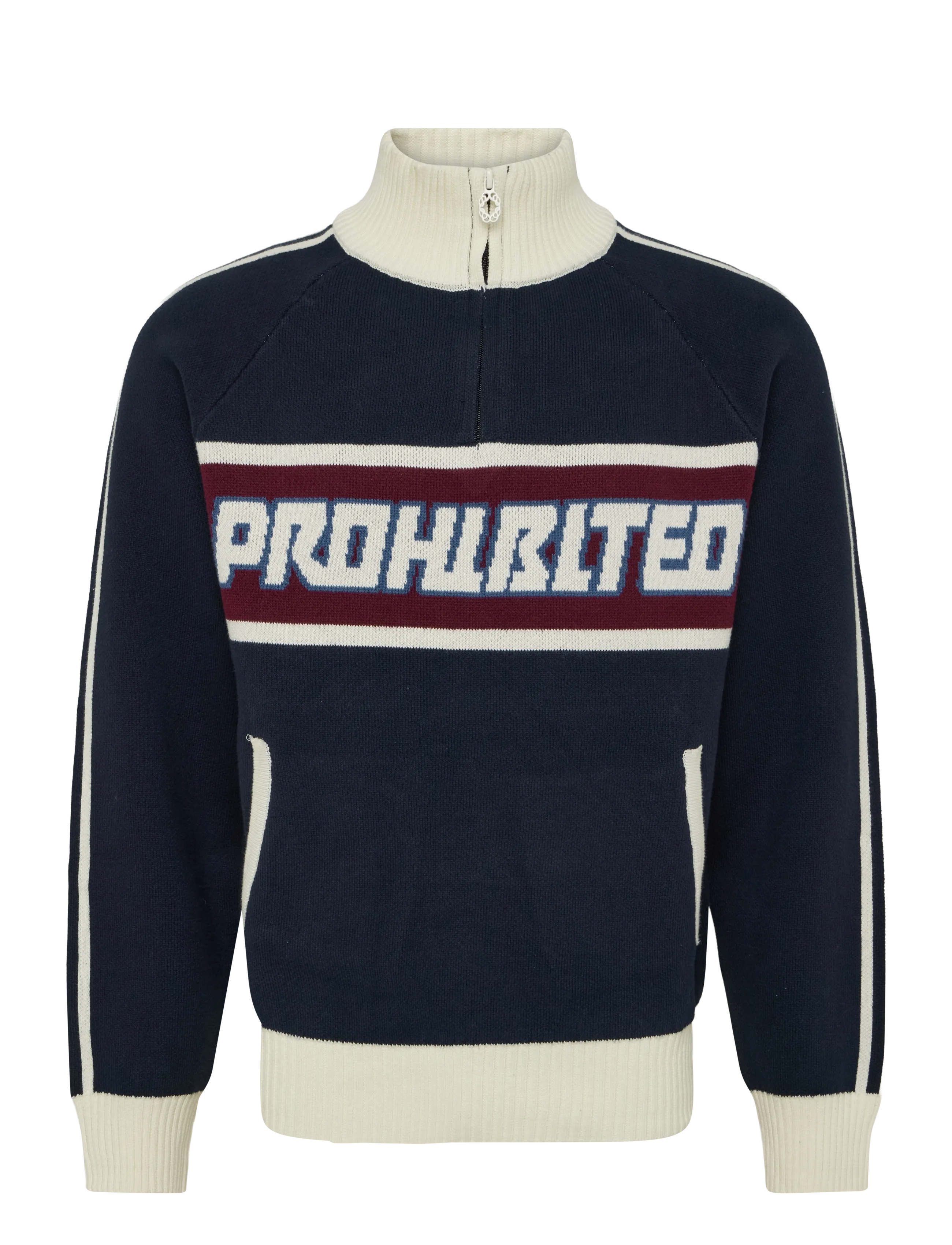 Prohibited Letterman Knitted Quarter Zip - Prohibited - NAVY / navy