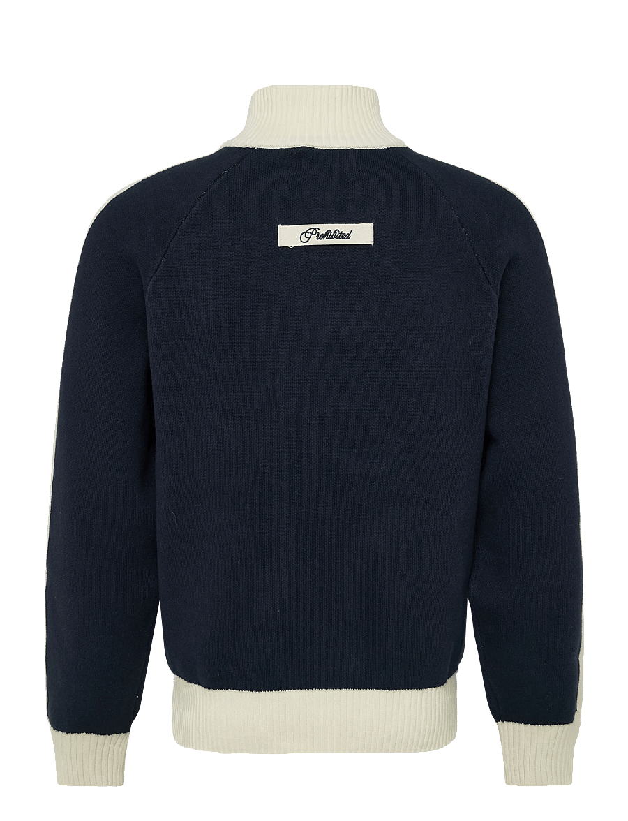 Prohibited - Letterman Knitted Quarter Zip - half zip-tröjor - navy - 2