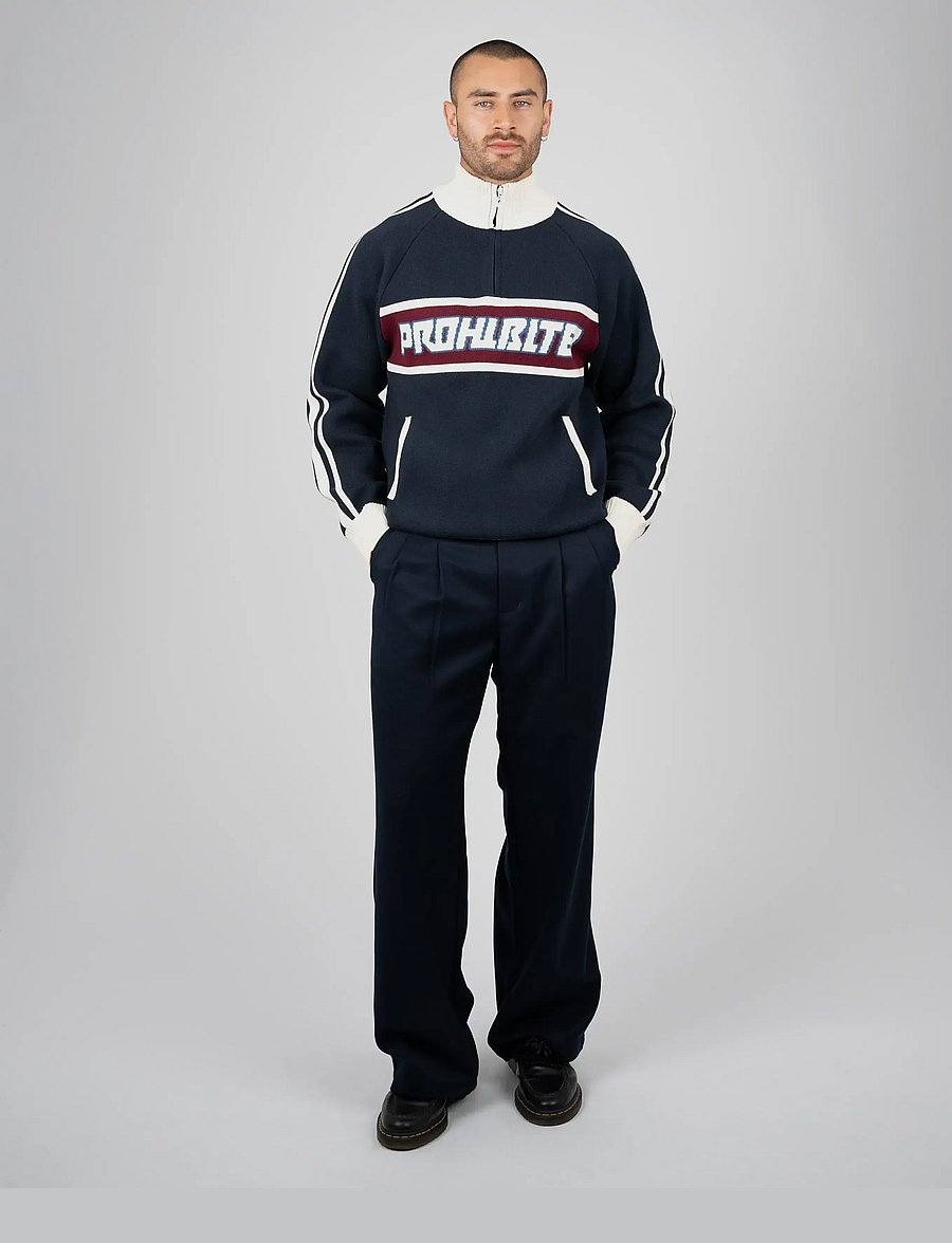 Prohibited - Letterman Knitted Quarter Zip - pullover mit halbem reißverschluss - navy - 3