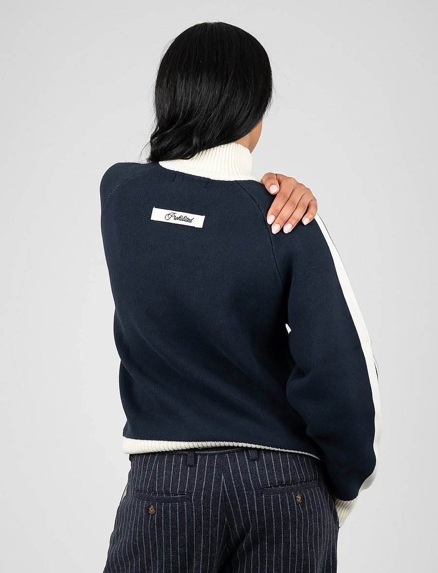 Prohibited - Letterman Knitted Quarter Zip - pullover mit halbem reißverschluss - navy - 5